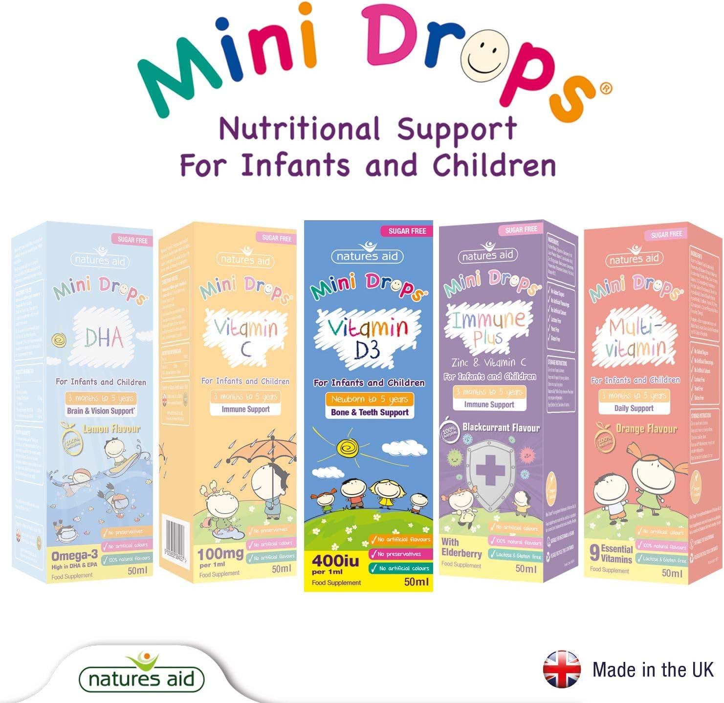 Natures Aid Health High Strength 200iu Vitamin D3 Drops - 50ml Bottle