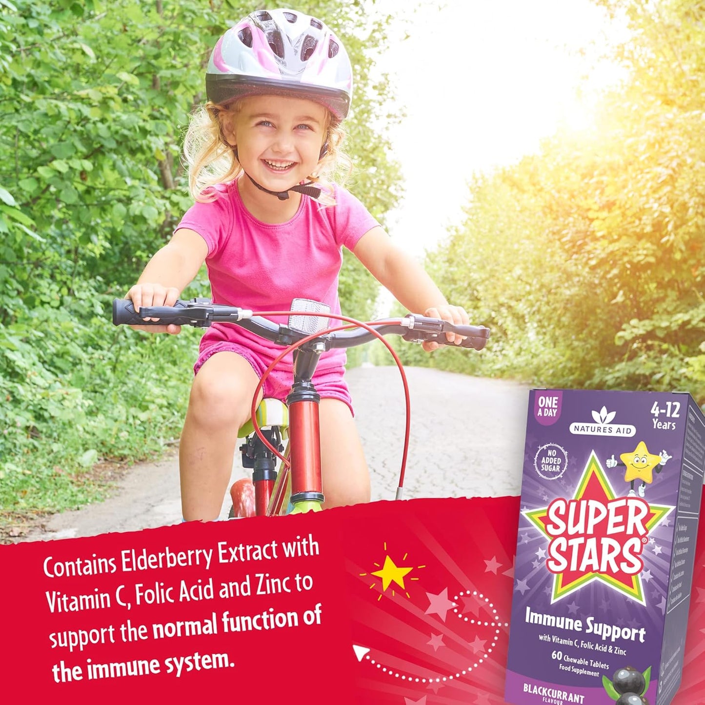 Natures Aid Hemir Super Stars Immune Support Chewable Tablets for Children 4-12 Years - 60 Count