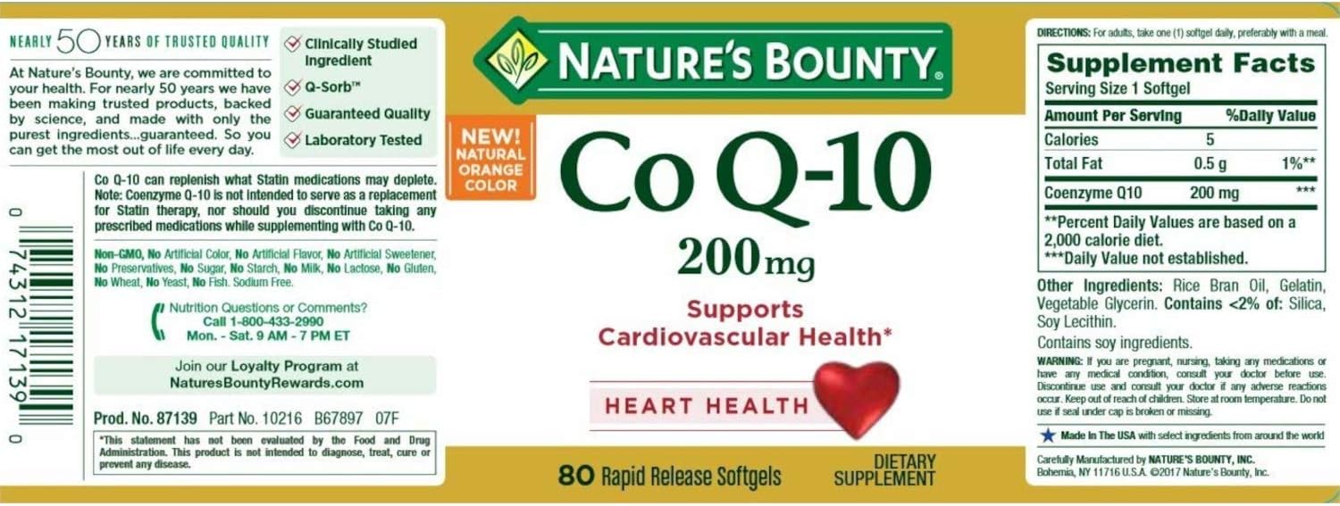 Nature's Bounty Co Q-10 Extra Strength 200 mg Softgels - Triple Pack of 80 ea