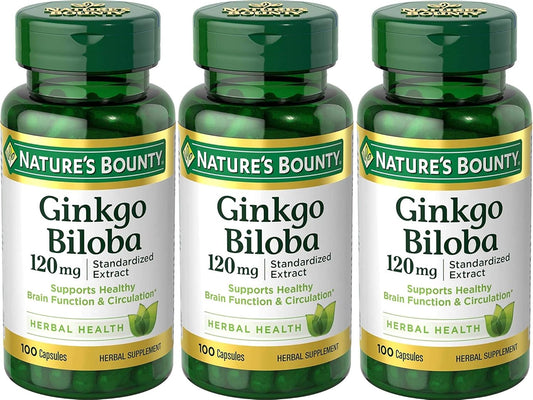 Nature's Bounty Ginkgo Biloba 120mg 100 Capsules x 3 - Puritan's Pride