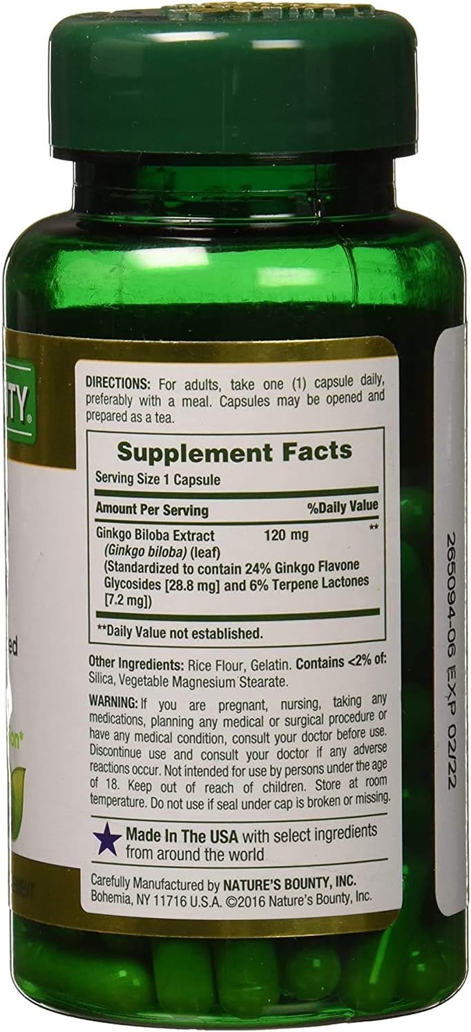 Nature's Bounty Ginkgo Biloba 120mg 100 Capsules x 3 - Puritan's Pride