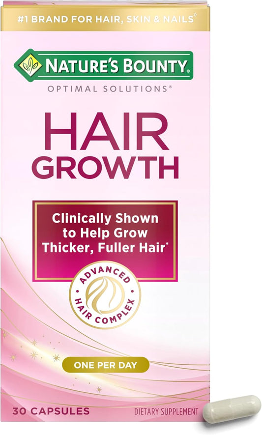 Nature's Bounty Hair Growth Supplement - Clinically Proven for Thicker, Fuller Hair - Biotin, Silicon, Arginine - 30 Capsules