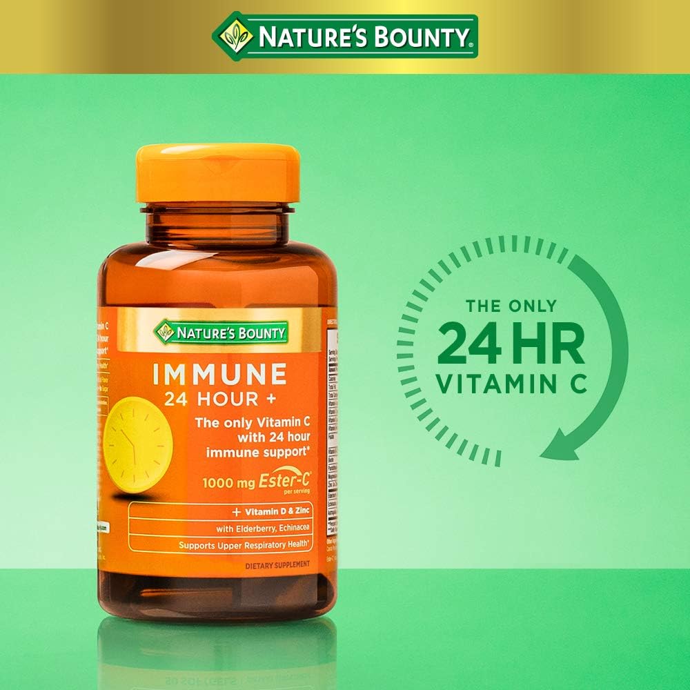 Nature's Bounty Immune 24 Hour + Ester C Vitamin C Softgels, 50 Count for Rapid Immune Support