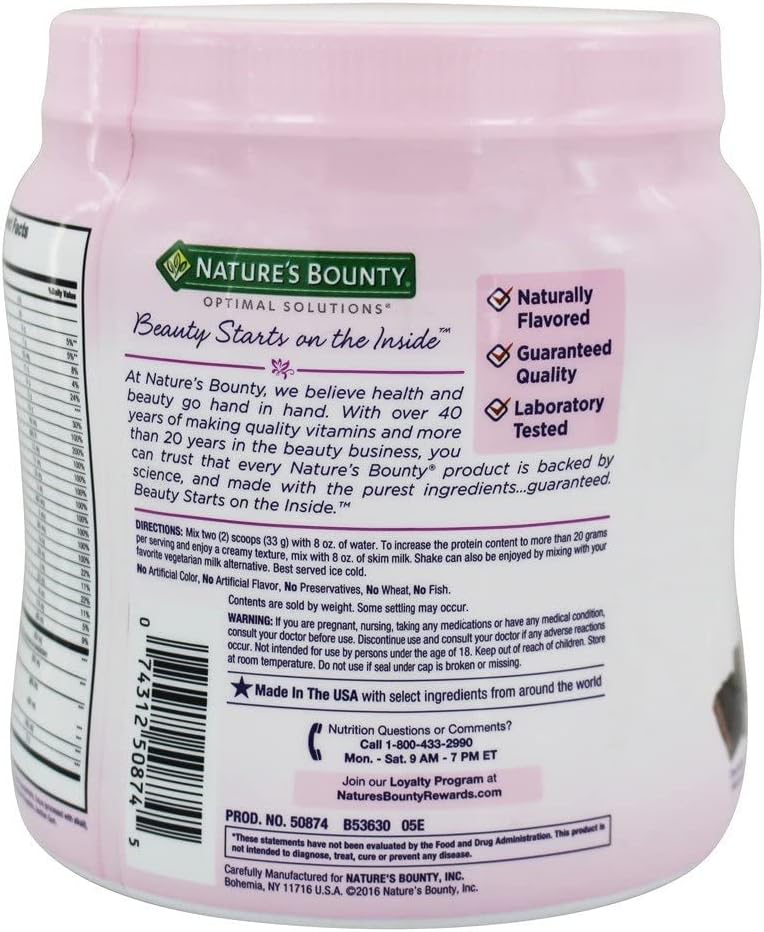 Nature's Bounty Optimal Solutions Complete Protein & Vitamin Shake Mix - Decadent Chocolate, 1 lb, with Vitamin C for Immune Health