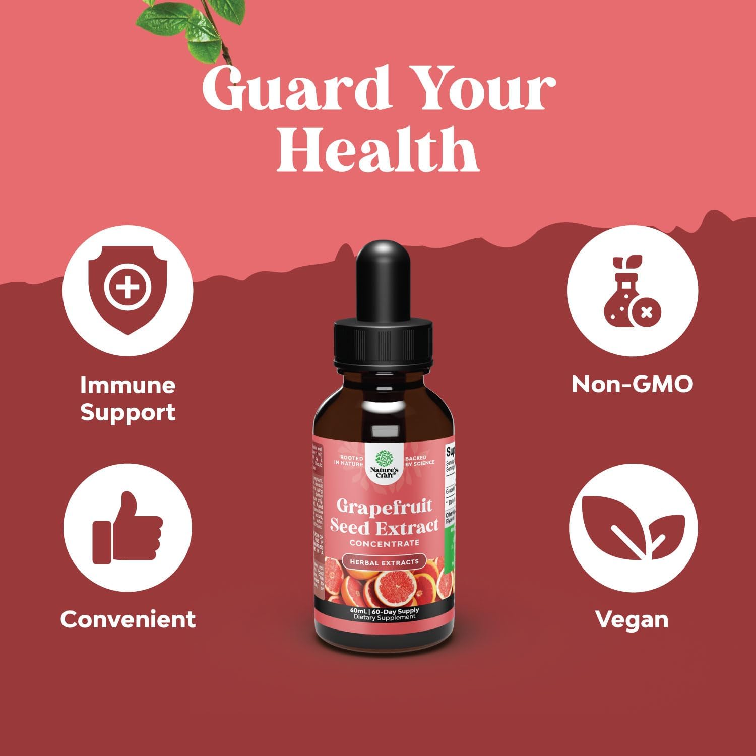 Natures Craft GSE Grapefruit Seed Extract Liquid - Super Concentrated Bioflavonoid-Rich Supplement for Digestive Health & Immune Support - Vegan Non-GMO & Alcohol-Free - 120 Servings