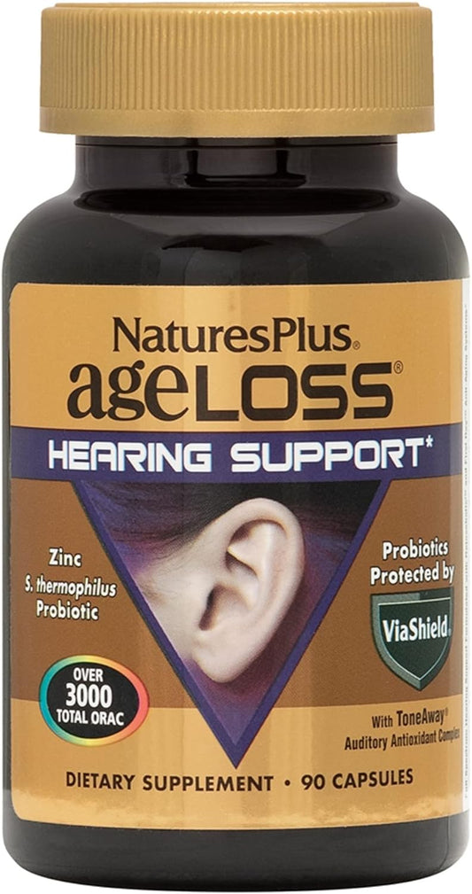 Natures Plus AgeLoss Hearing Support Capsules - 90 Count - Vegetarian & Gluten Free - 30 Day Supply