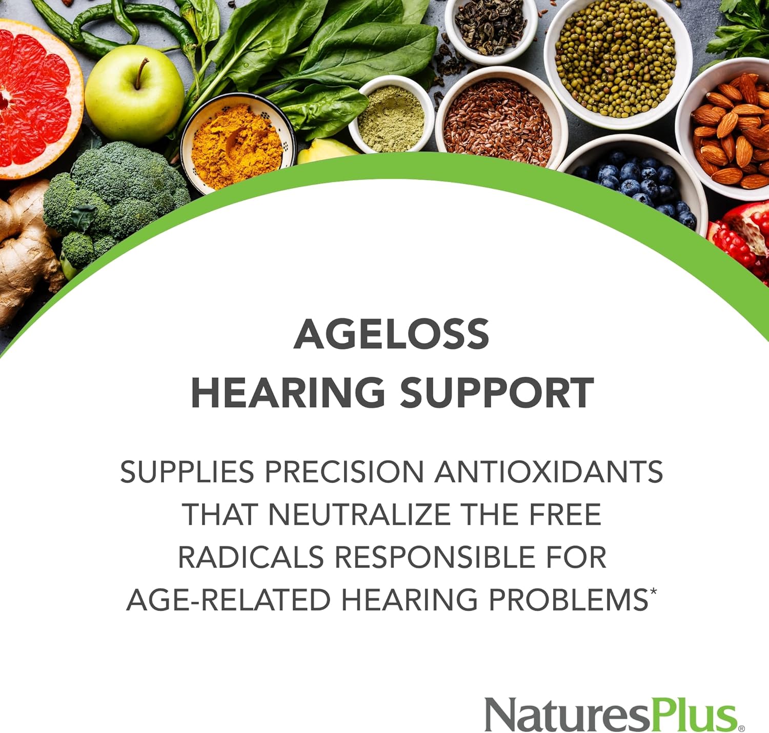 Natures Plus AgeLoss Hearing Support Capsules - 90 Count - Vegetarian & Gluten Free - 30 Day Supply