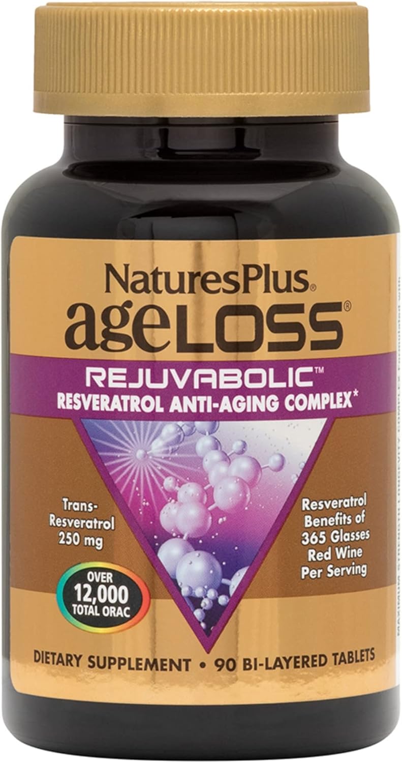 Natures Plus AgeLoss REJUVABOLIC: Resveratrol Anti-Aging Complex - 90 Bi-Layered Tablets, Vegetarian & Gluten Free