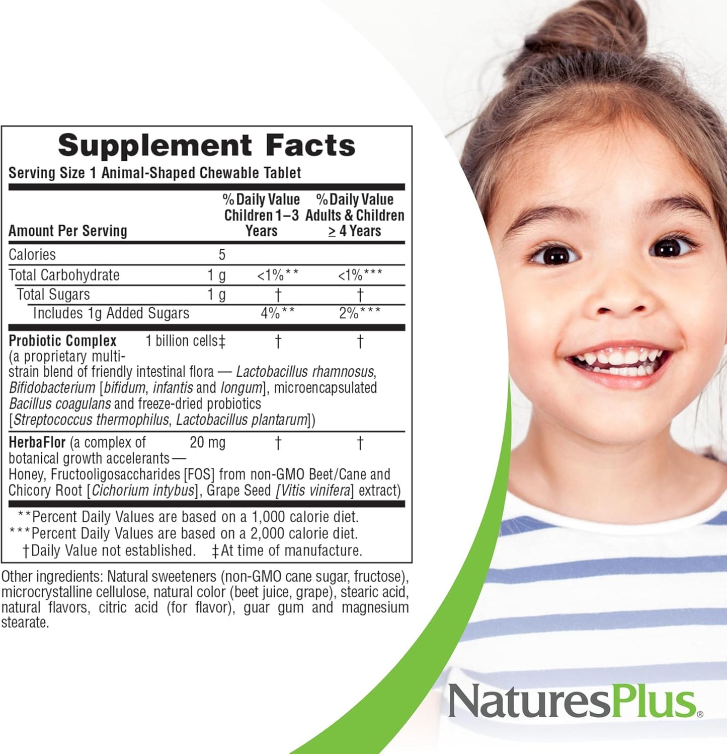 Natures Plus Animal Parade AcidophiKidz, Berry Flavor - 180 Chewable Tablets with Probiotics & Grape Seed - Pack of 2
