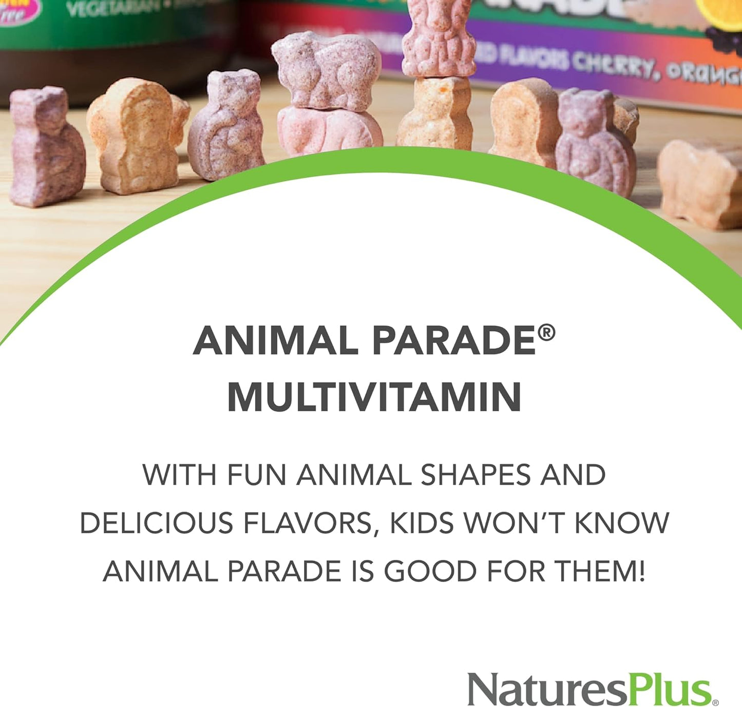 Natures Plus Animal Parade Children's Chewable Multivitamin - 90 Animal-Shaped Tablets - Assorted Natural Flavors - Vegetarian & Gluten Free - 45 Servings