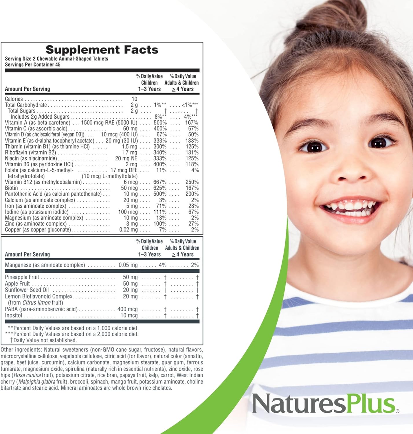 Natures Plus Animal Parade Children's Chewable Multivitamin - 90 Animal-Shaped Tablets - Assorted Natural Flavors - Vegetarian & Gluten Free - 45 Servings