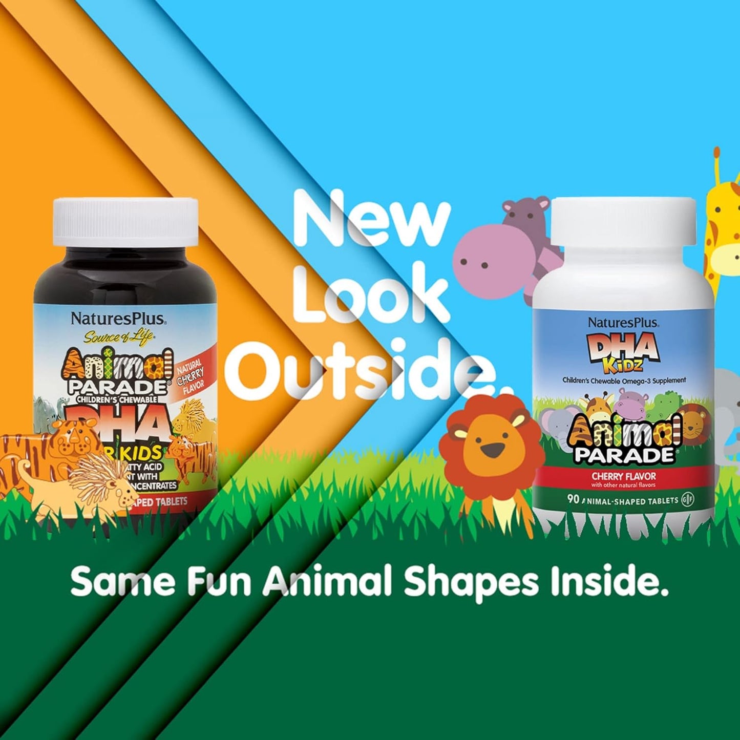 Natures Plus Animal Parade DHA Children's Chewables - Natural Cherry Flavor - 90 Chewable Tablets - Omega 3 Fatty Acid Supplement - Gluten Free