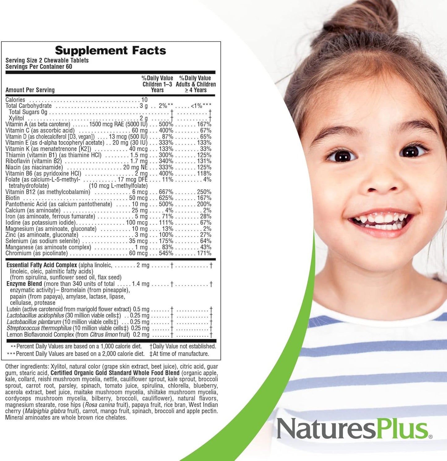 Natures Plus Animal Parade Gold Children's Multivitamin, Grape Flavor - 120 Chewable Tablets - Vegan & Gluten Free - 60 Servings