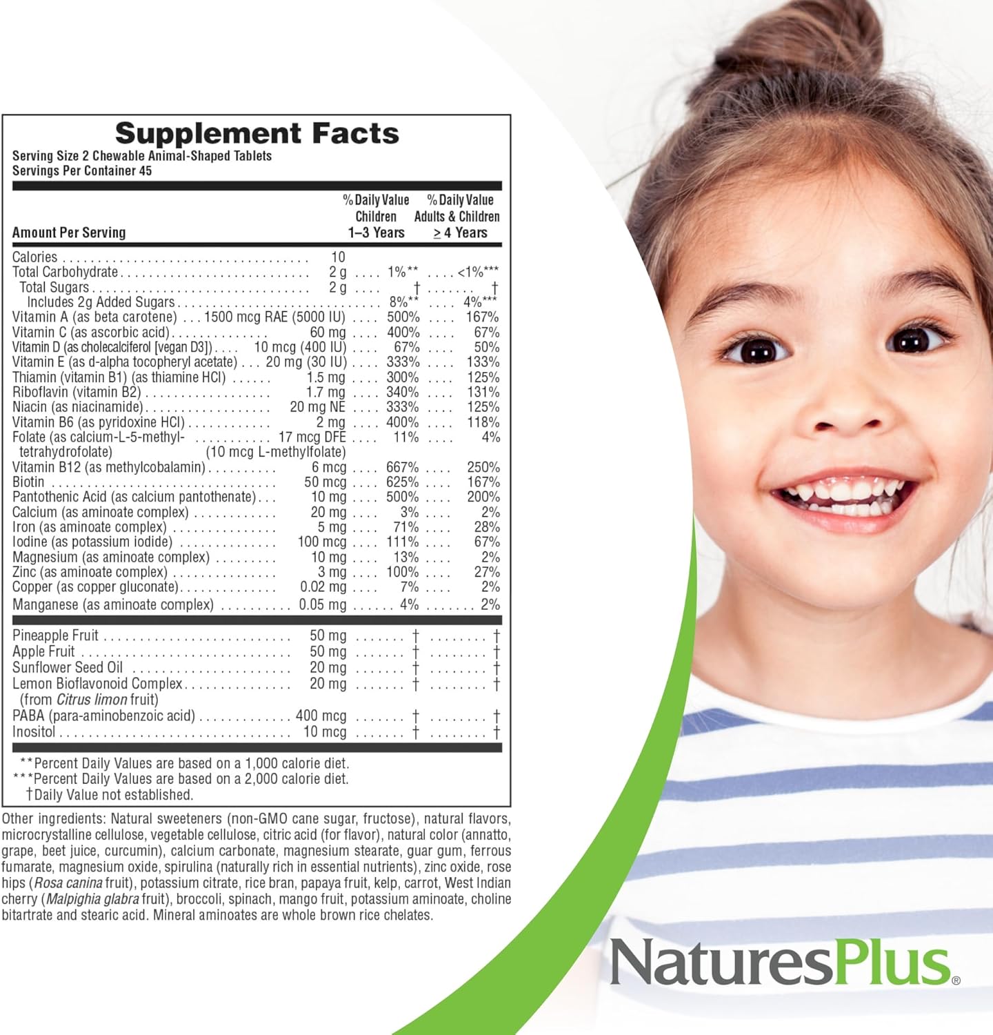 Natures Plus Animal Parade Kids Chewable Multivitamin - 90 Animal-Shaped Tablets - Vegan, Gluten-Free - Natural Flavors - 45 Servings