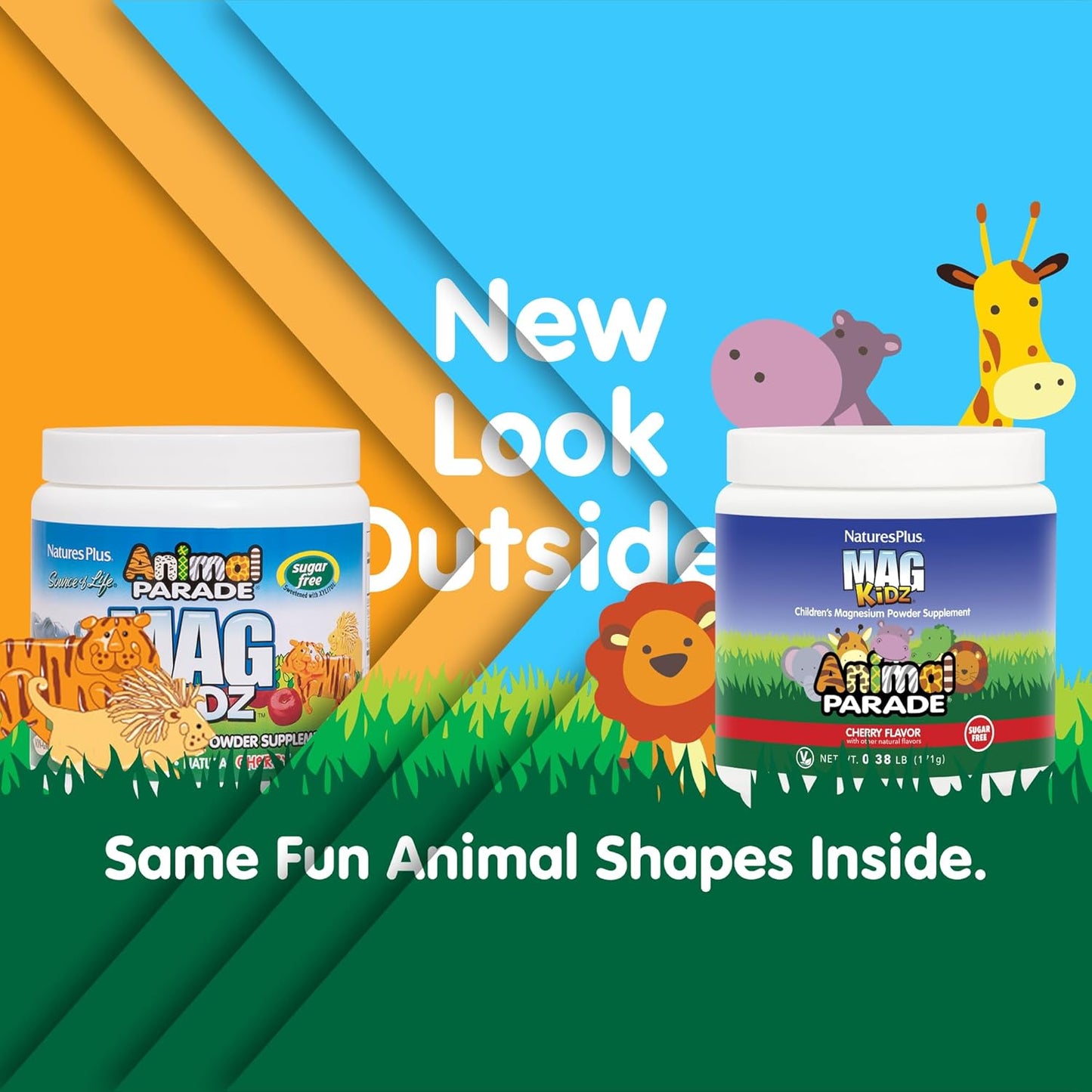 Natures Plus Animal Parade MagKidz Children's Magnesium Powder, Cherry Flavor - 45 Servings - Bone & Muscle Support