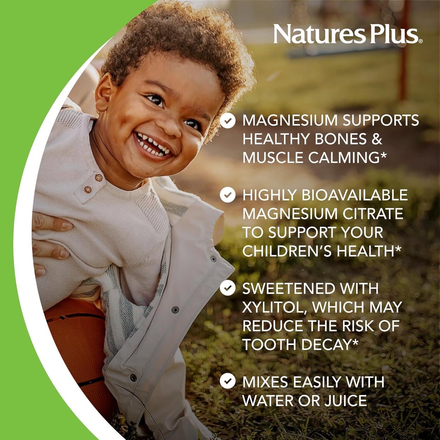 Natures Plus Animal Parade MagKidz Children's Magnesium Powder, Cherry Flavor - 45 Servings - Bone & Muscle Support
