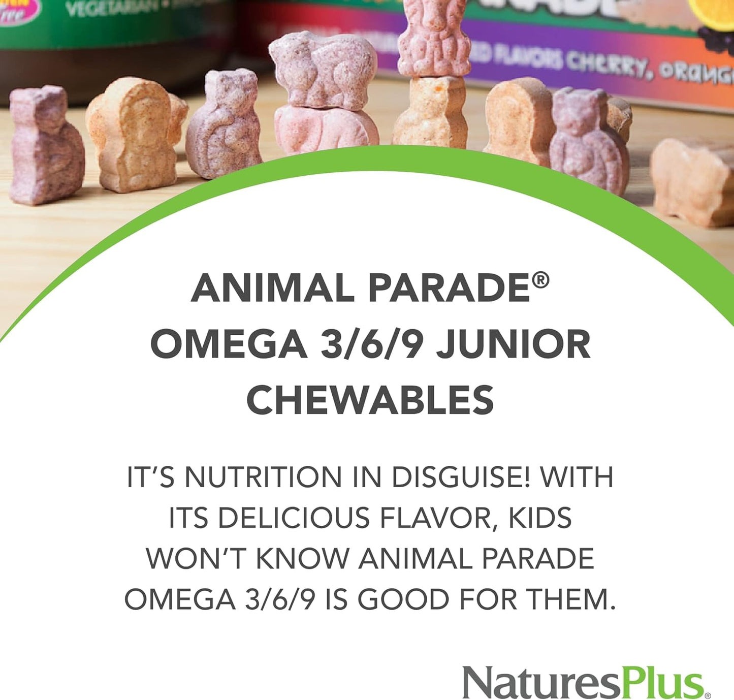 Natures Plus Animal Parade Omega 3/6/9 Junior Softgels - Lemon Flavor - Supports Children's Health - Non-GMO & Gluten Free - 45 Servings