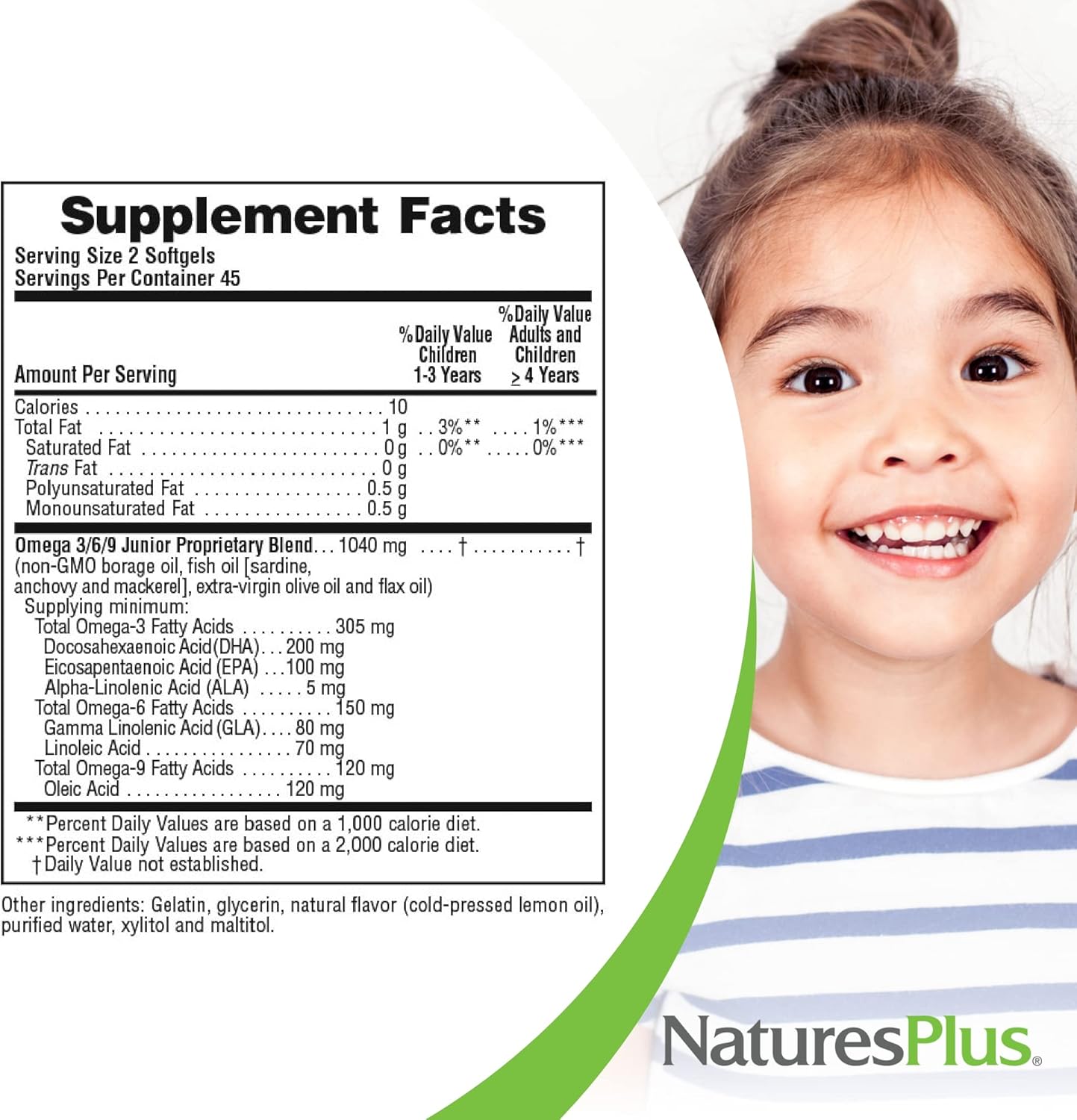 Natures Plus Animal Parade Omega 3/6/9 Junior Softgels, Lemon Flavor - 90 Count - Supports Children’s Health - Non-GMO, Gluten Free - 45 Servings