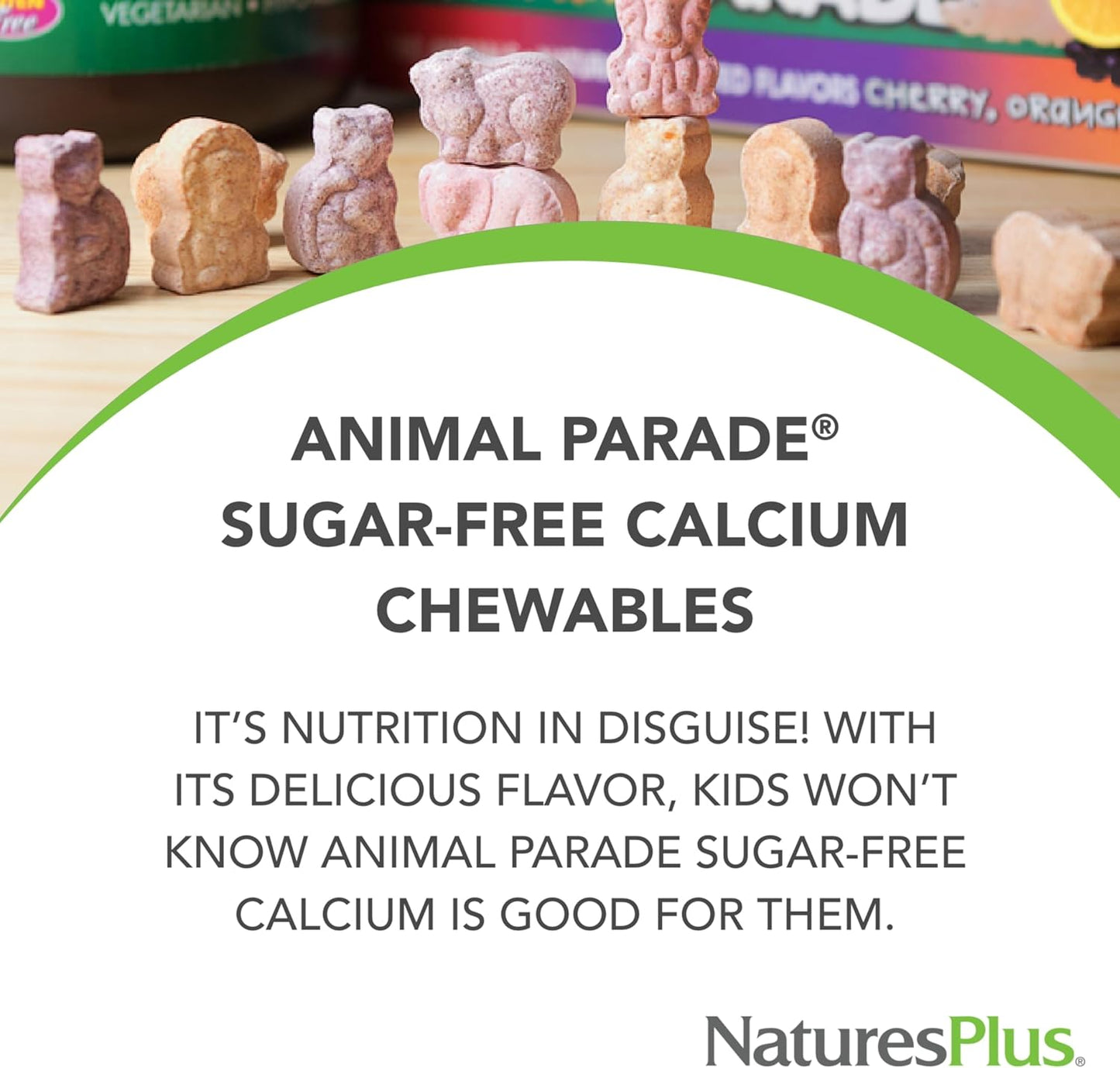 Natures Plus Animal Parade Sugar-Free Children's Calcium, Vanilla Sundae - 180 Chewable Tablets - Magnesium Enriched - Gluten Free - 90 Servings
