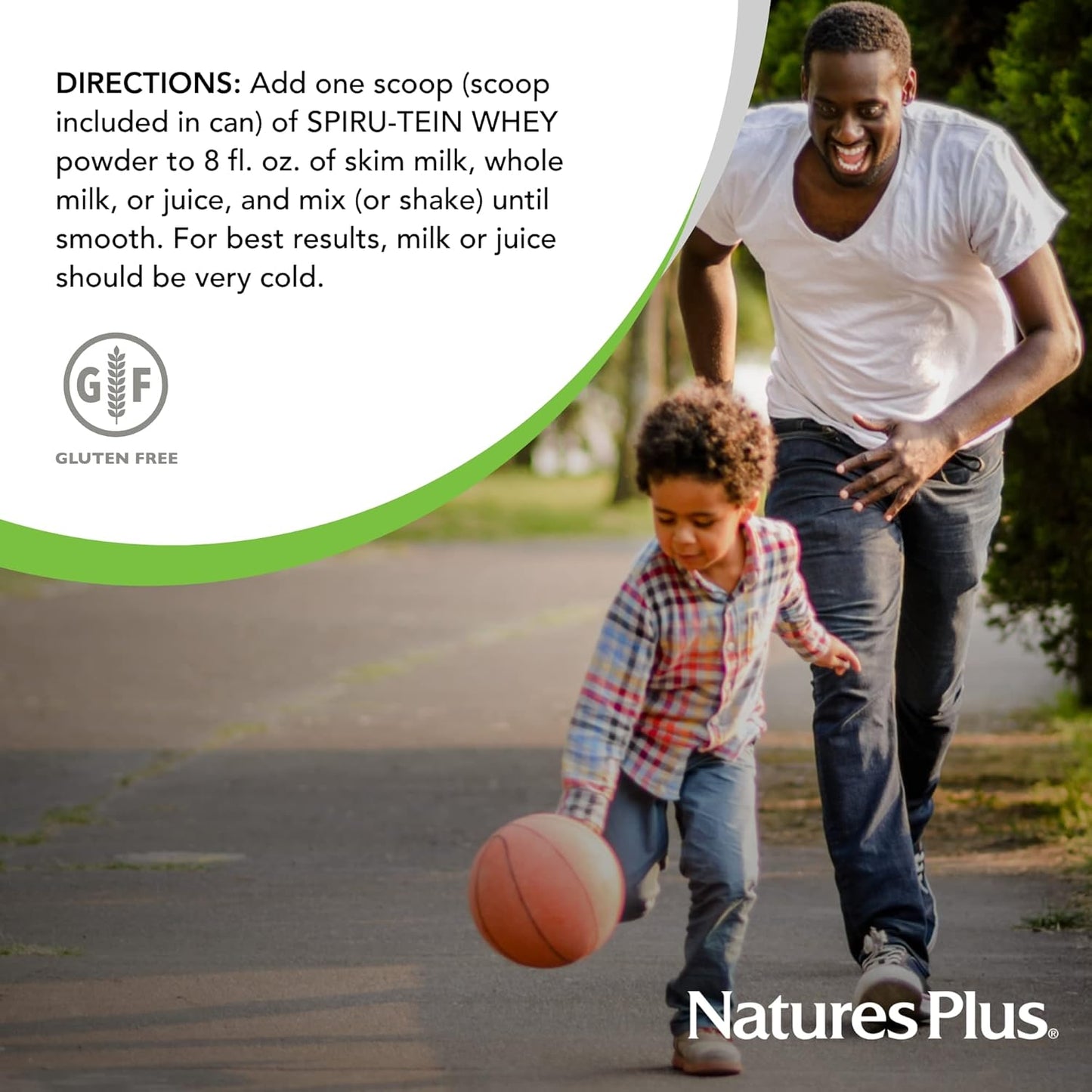 Natures Plus Chocolate Whey Protein Powder Shake with Spirulina, Vitamins & Minerals - 1lb - Gluten Free - 14 Servings