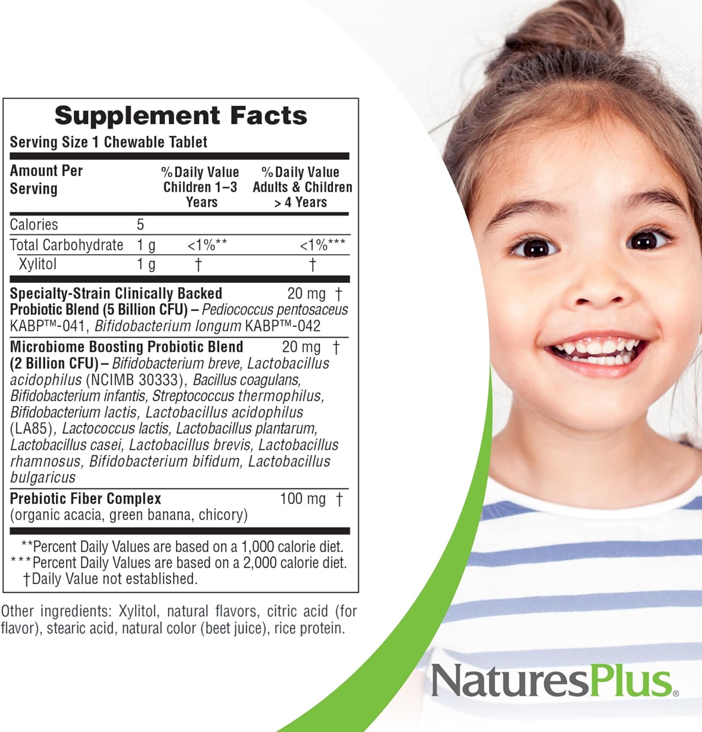 Natures Plus GI Natural Probiotic Kids Mixed Berry Chewables - 30 Servings for Digestive & Immune Health - Gluten-Free