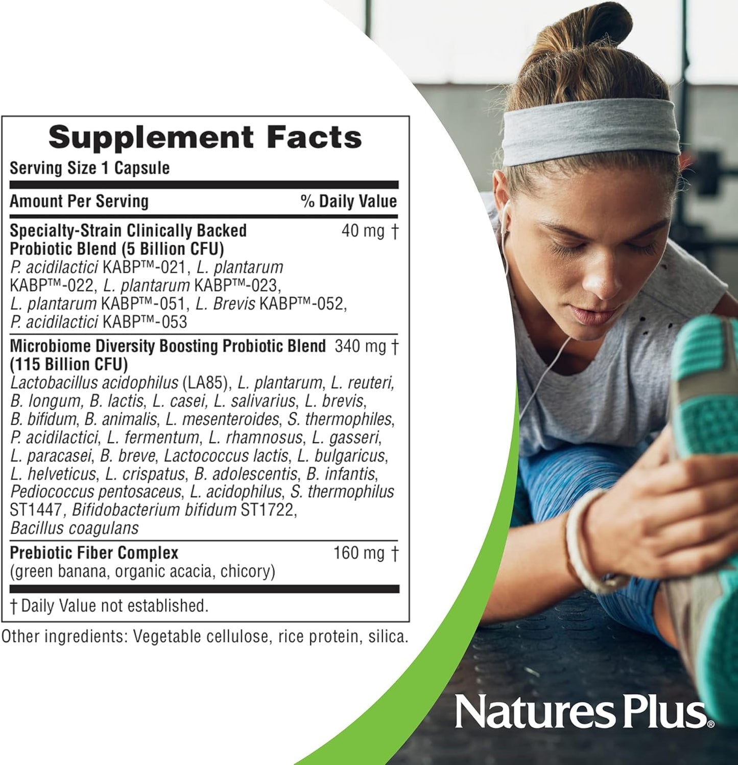 Natures Plus GI Natural Probiotic Mega - 60 Capsules for Digestive & Immune Health - Pack of 2 - Gluten Free