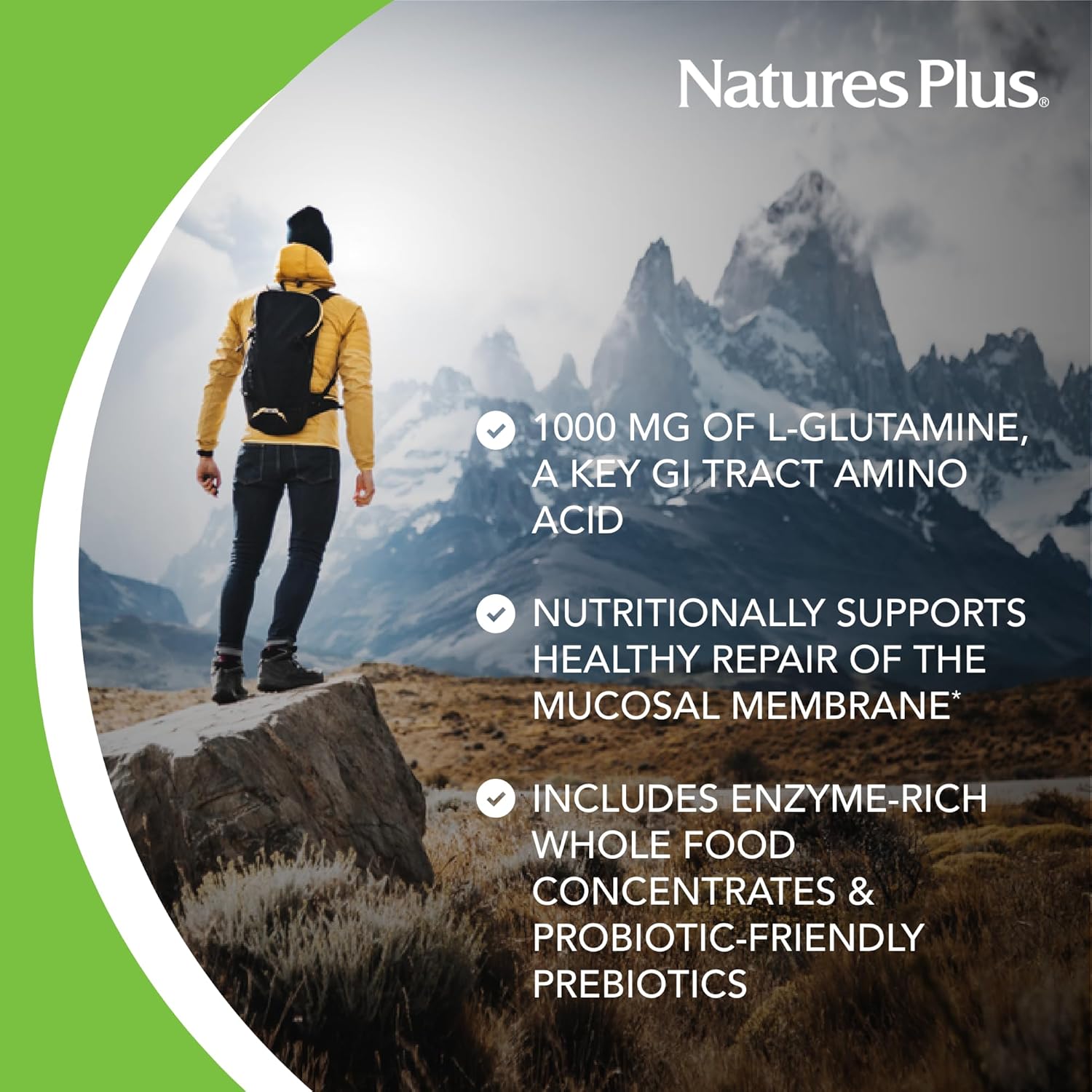 Natures Plus GI Natural Total Digestive Wellness - 180 Bi-Layered Tablets, 60 Servings - L-Glutamine, Probiotics, Prebiotics, Enzymes - Gluten Free