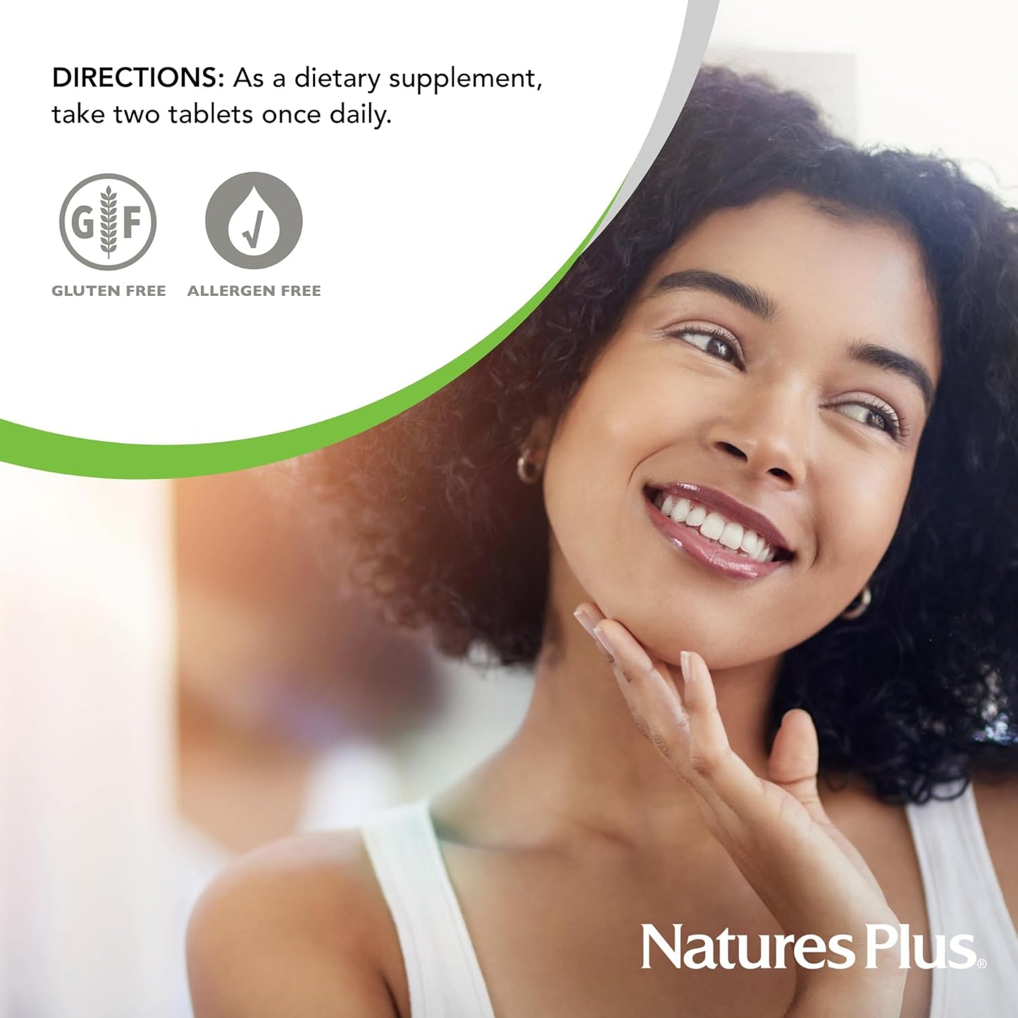 Natures Plus Hair Skin Nails Supplement - 60 Vegan Tablets - Boosts Hair Skin Nails Health - Vegetarian, Gluten-Free - 30 Servings