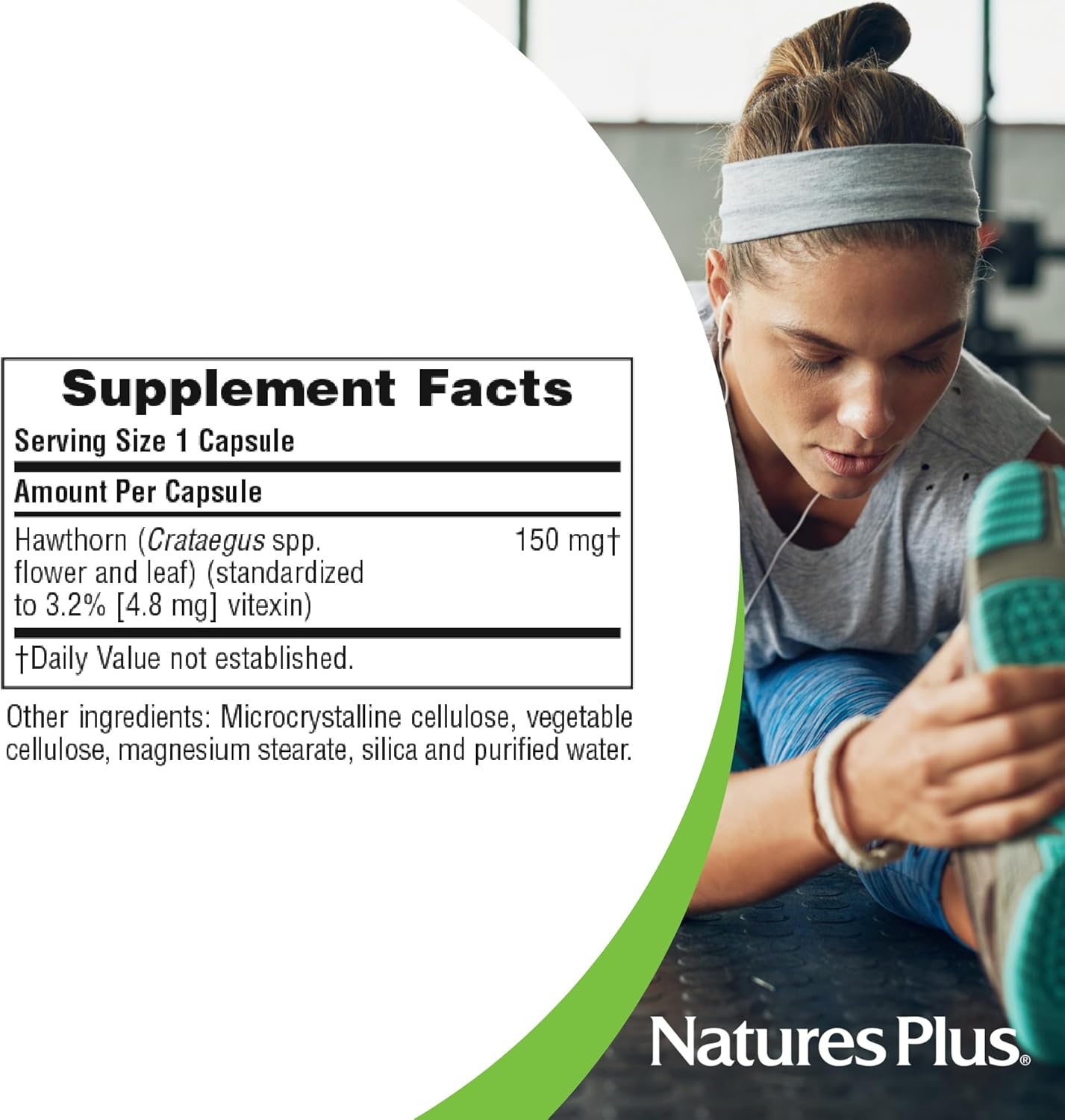 Natures Plus Herbal Actives Hawthorne Capsules - 150 mg, 60 Count - Heart Health Support - Vegetarian & Gluten-Free