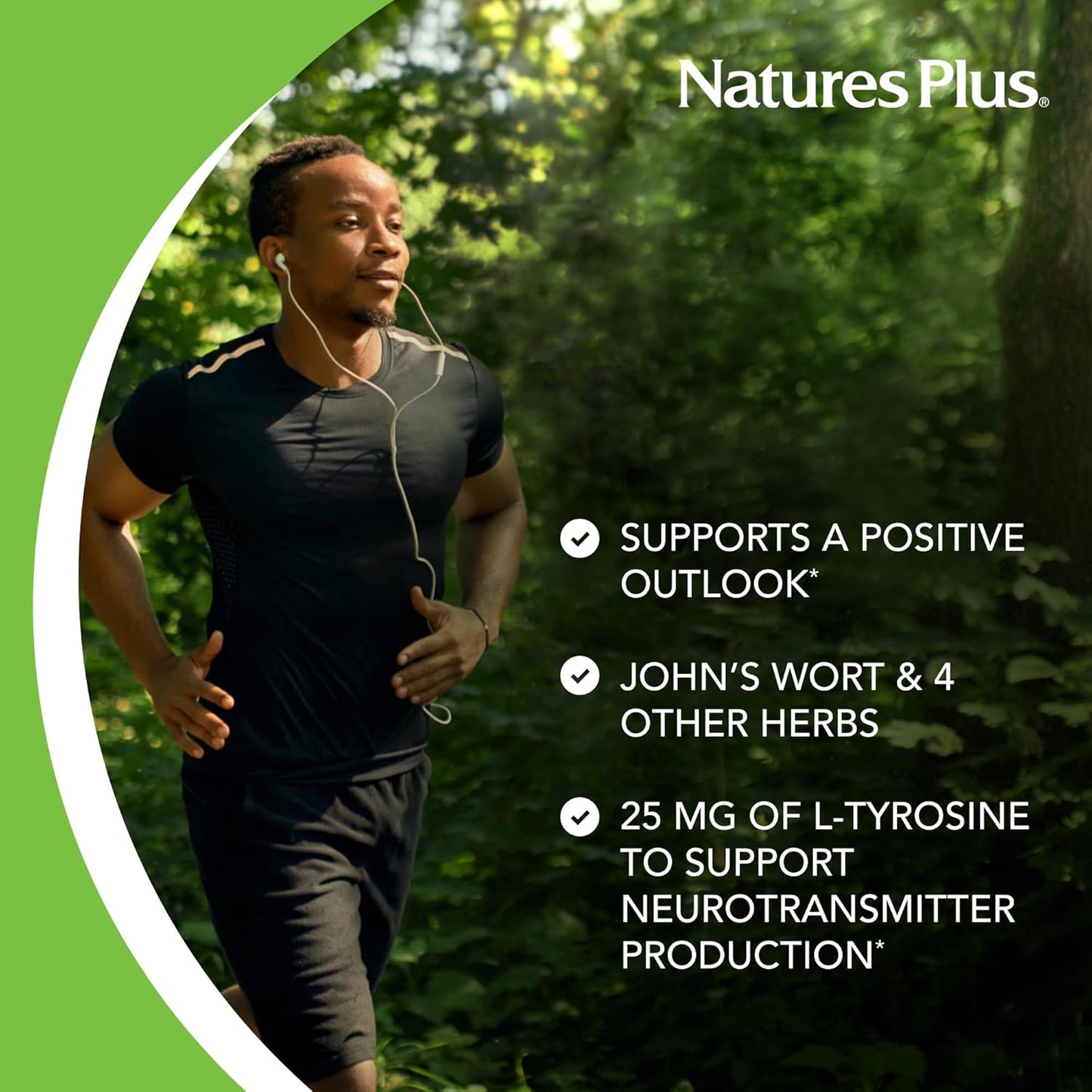 Natures Plus Herbal Actives NutriZAC Mood Food - Maximum Potency Natural Mood Booster with St Johns Wort - Vegan Bi-Layered Tablets - 90 Servings