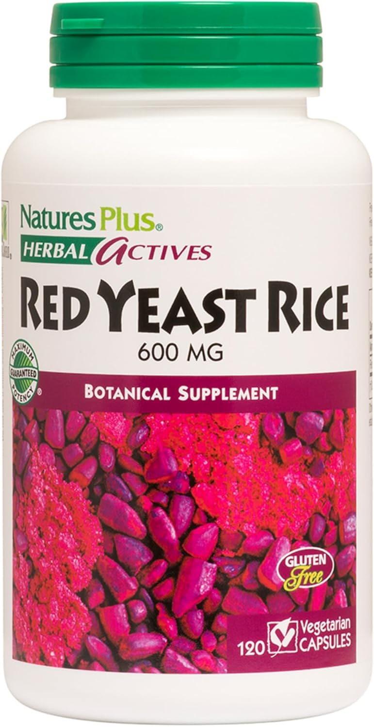 Natures Plus Herbal Actives Red Yeast Rice Capsules - 240 Servings, Pack of 2 - Maximum Potency Gluten Free Supplement