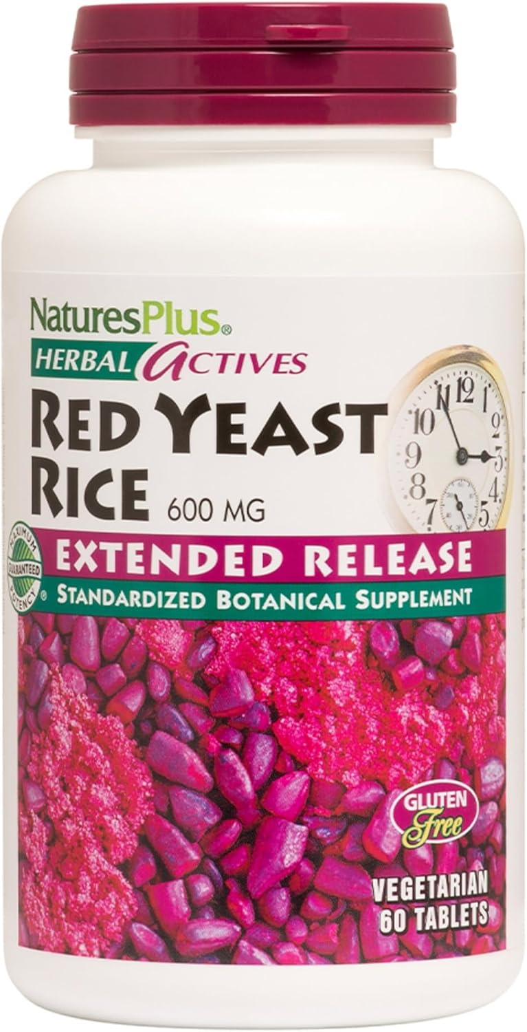 Natures Plus Herbal Actives Red Yeast Rice Extended Release 600mg - 60 Vegan Tablets - Cholesterol Support Supplement