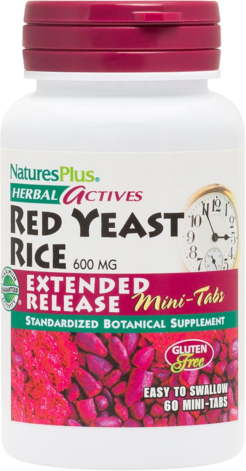 Natures Plus Herbal Actives Red Yeast Rice Extended Release 600mg Mini Tablets - Vegan Herbal Supplement