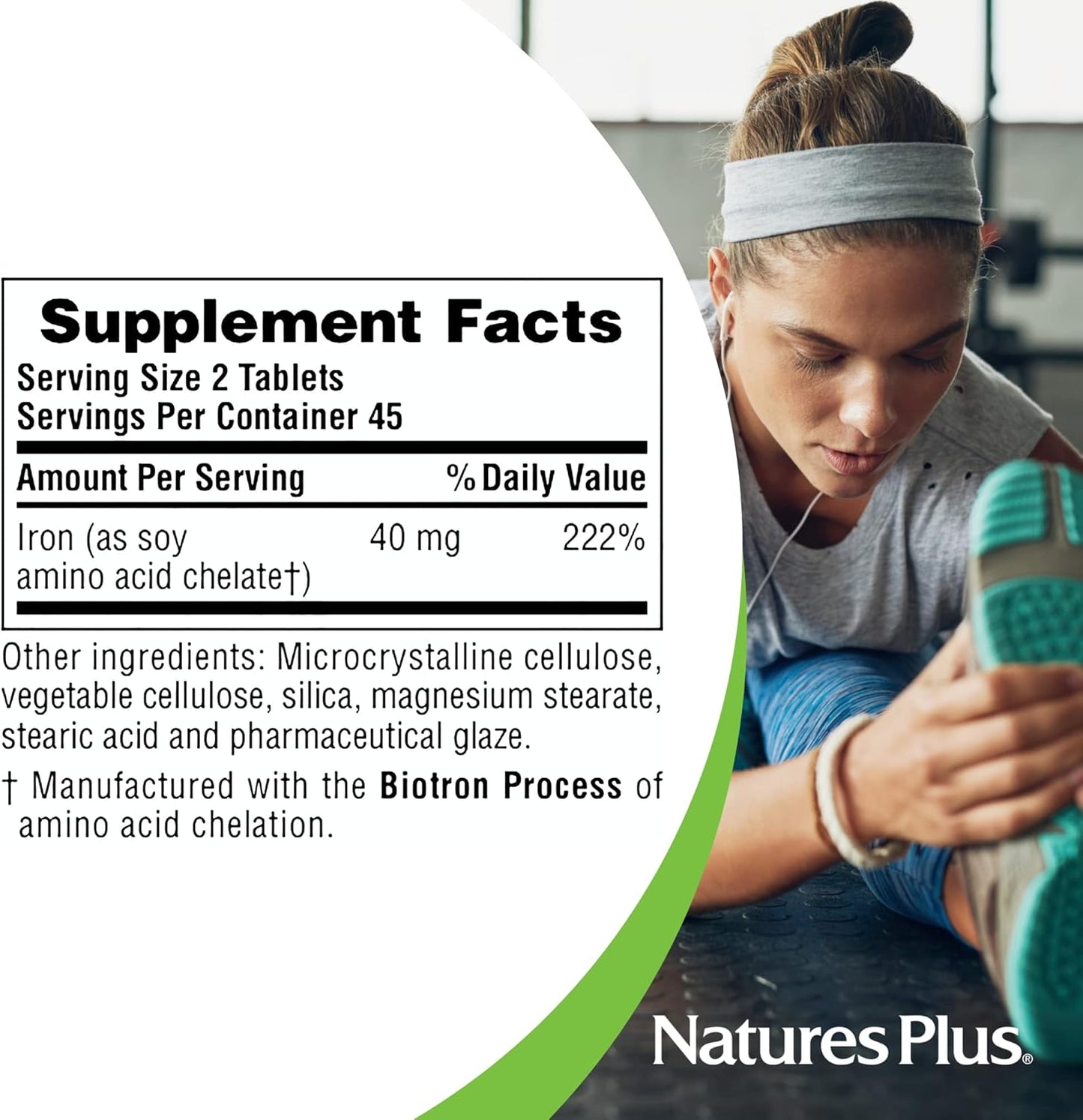 Natures Plus Iron 40mg Supplement - 90 Tablets for Enhanced Health