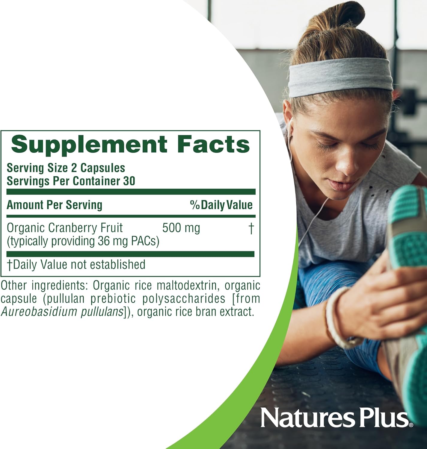Natures Plus Organic Cranberry Capsules - 60 Count - Promotes Healthy Urinary Tract - USDA Certified, Vegan, Gluten Free, Non-GMO