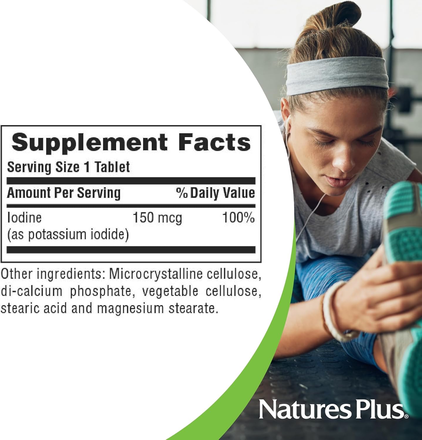 Natures Plus Potassium Iodide 150 mcg Tablets - Thyroid & Respiratory Support - Vegan & Gluten-Free - 100 Servings