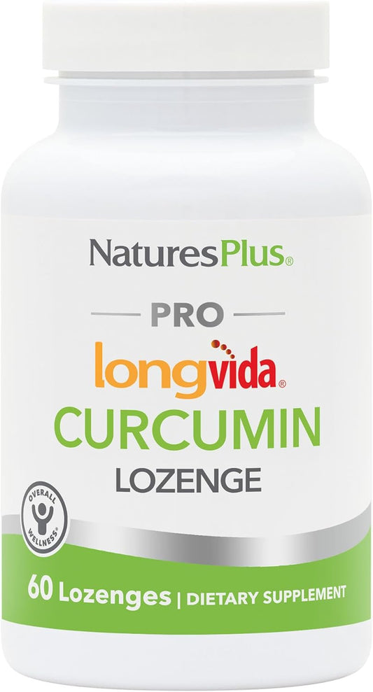Natures Plus PRO Longvida Curcumin Lozenges - 60 Count - Supports Free Radical Protection - Non-GMO, Vegan, Gluten & Soy Free - 30 Servings