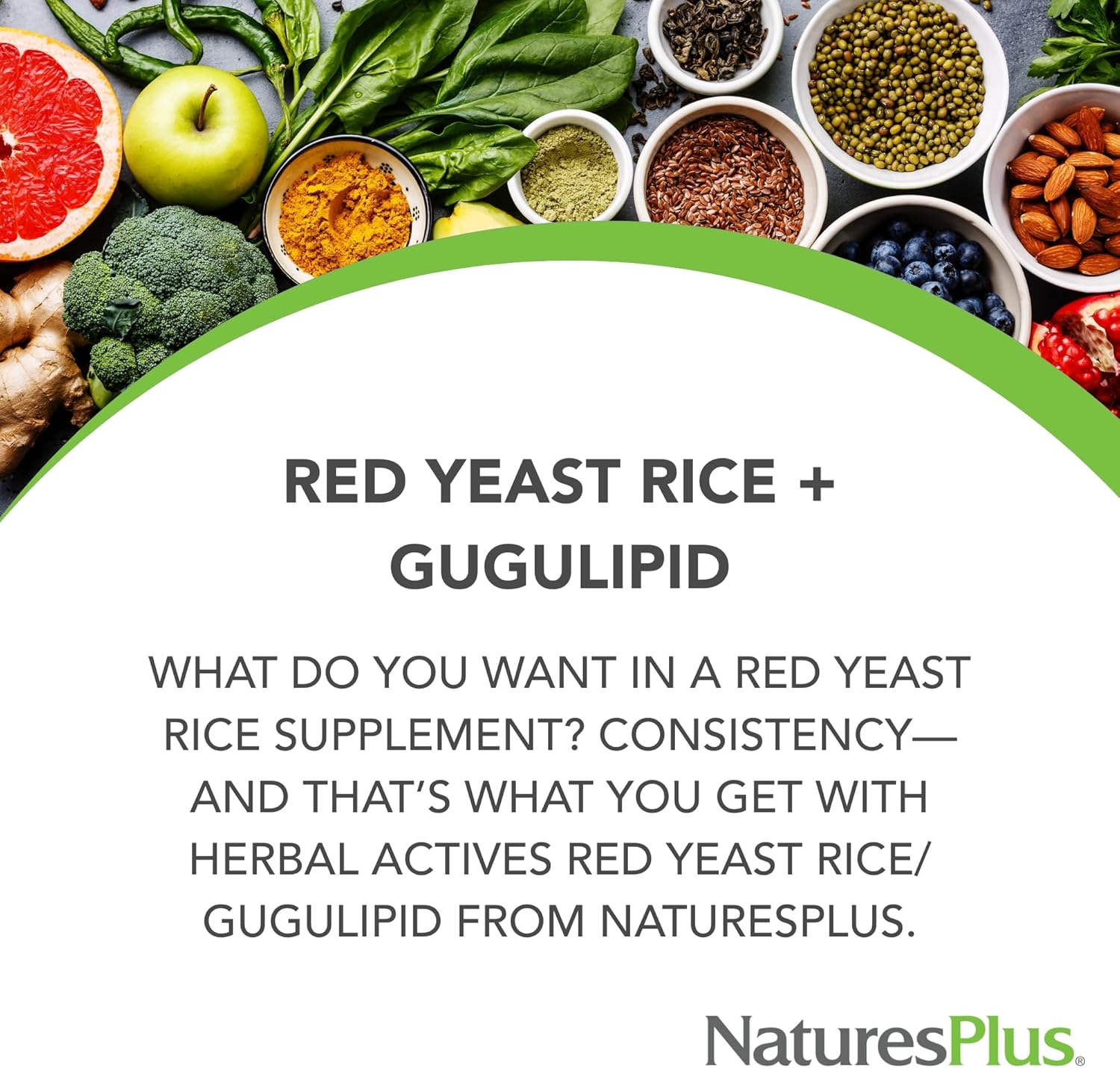 Natures Plus Red Yeast Rice Gugulipid Capsules - 450mg, 120 Count - Heart Health & Cholesterol Support Supplement - Vegan & Gluten-Free