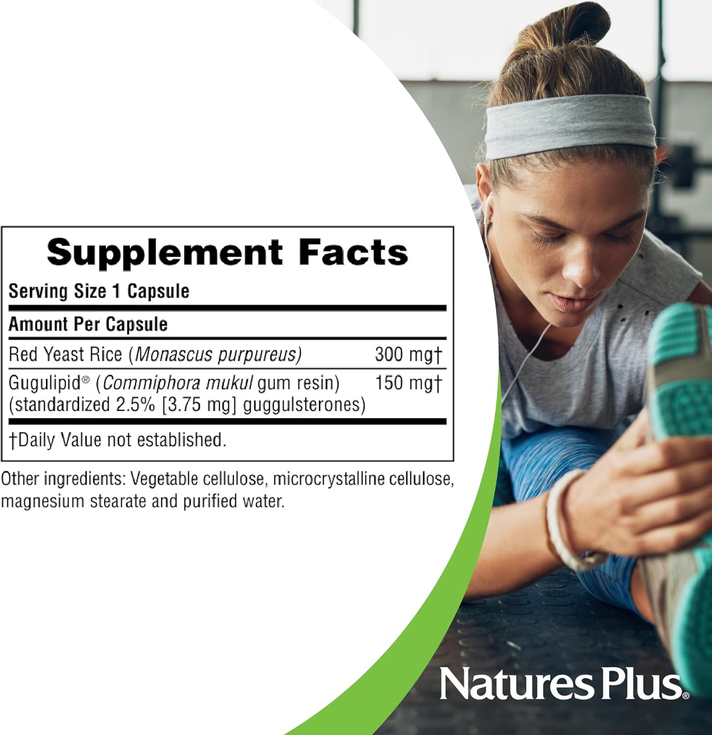 Natures Plus Red Yeast Rice Gugulipid Capsules - 450mg, 120 Count - Heart Health & Cholesterol Support Supplement - Vegan & Gluten-Free