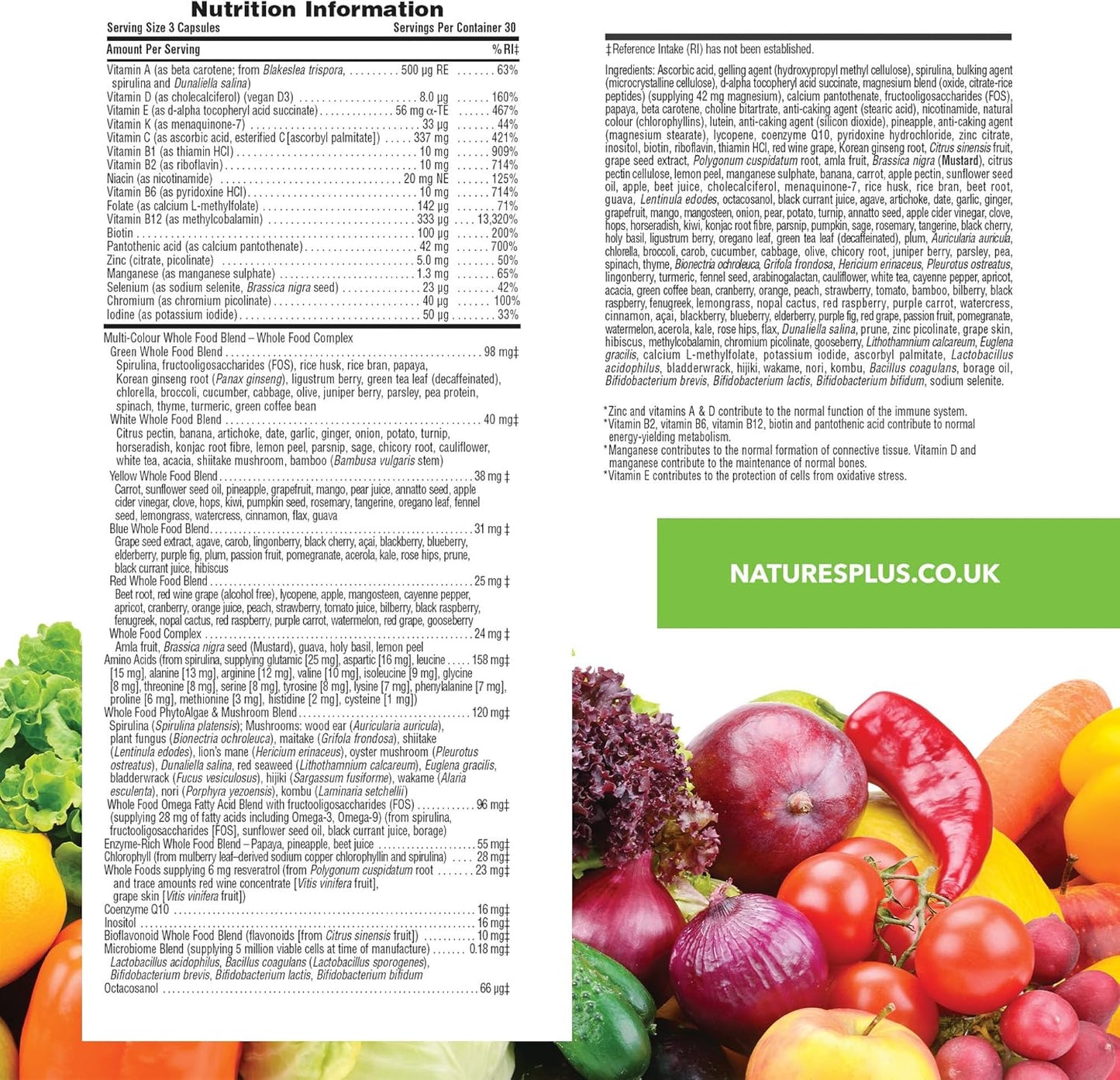 Natures Plus Source of Life Gold Multivitamin Capsules - 90 Vegetarian Capsules with Whole Foods - Supports Blood, Bone, Immune System - Gluten Free - 30 Servings