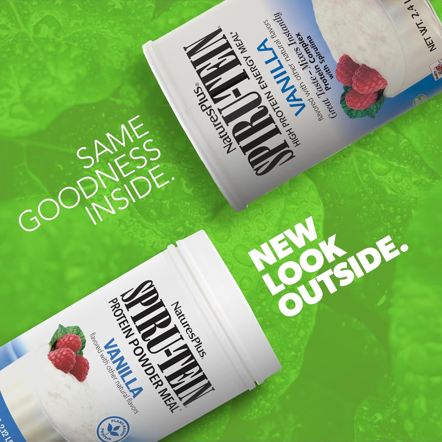 Natures Plus SPIRU-TEIN Vanilla Spirulina Protein Powder 2.12 lbs - Energy Vitamins & Minerals - Vegetarian, Gluten Free - 32 Servings