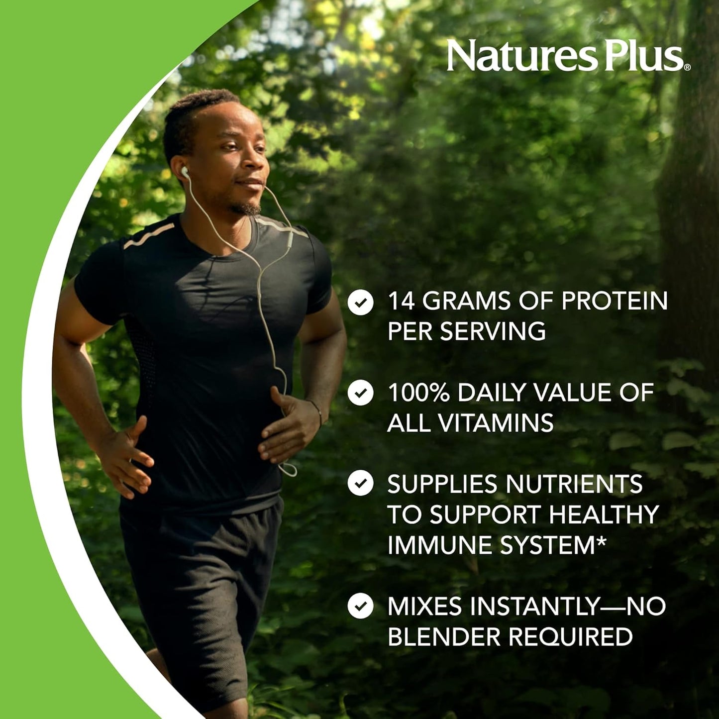 Natures Plus SPIRU-TEIN Vanilla Spirulina Protein Powder 2.12 lbs - Energy Vitamins & Minerals - Vegetarian, Gluten Free - 32 Servings