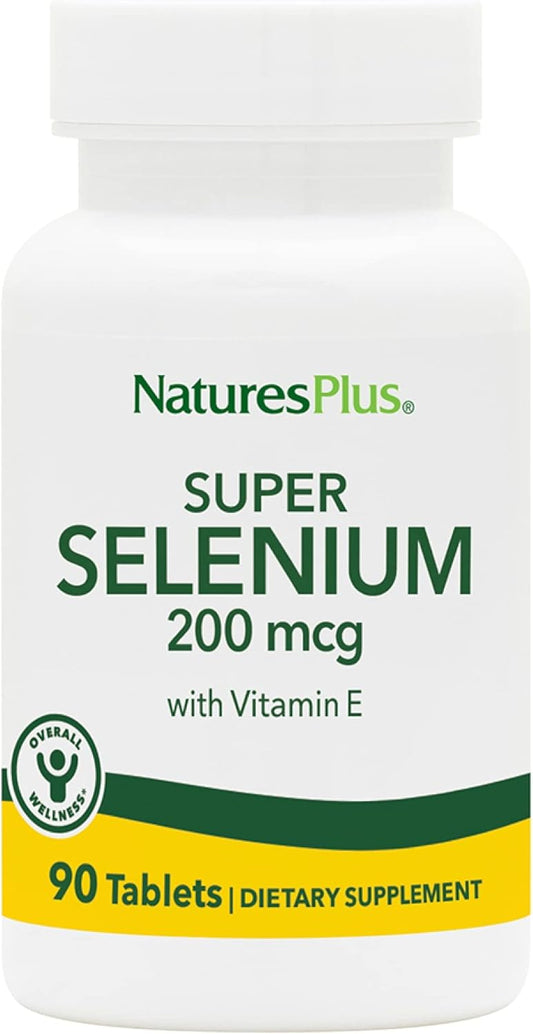 Natures Plus Super Selenium Complex - 200 mcg, 90 Vegetarian Tablets - Vitamin E Supplement - Healthy Thyroid Support - Antioxidant - Gluten-Free