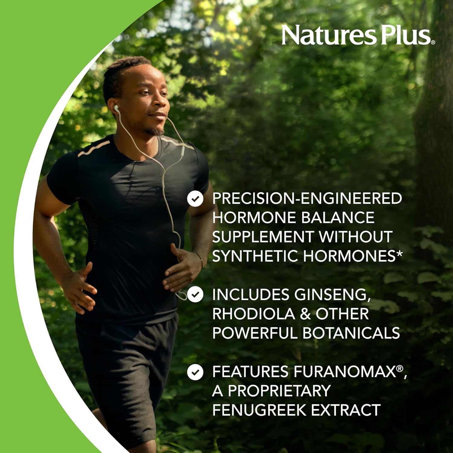 Natures Plus T-Male Supplement - 120 Vegetarian Capsules with Ginseng, Rhodiola & FuranoMax - Gluten Free - 60 Servings
