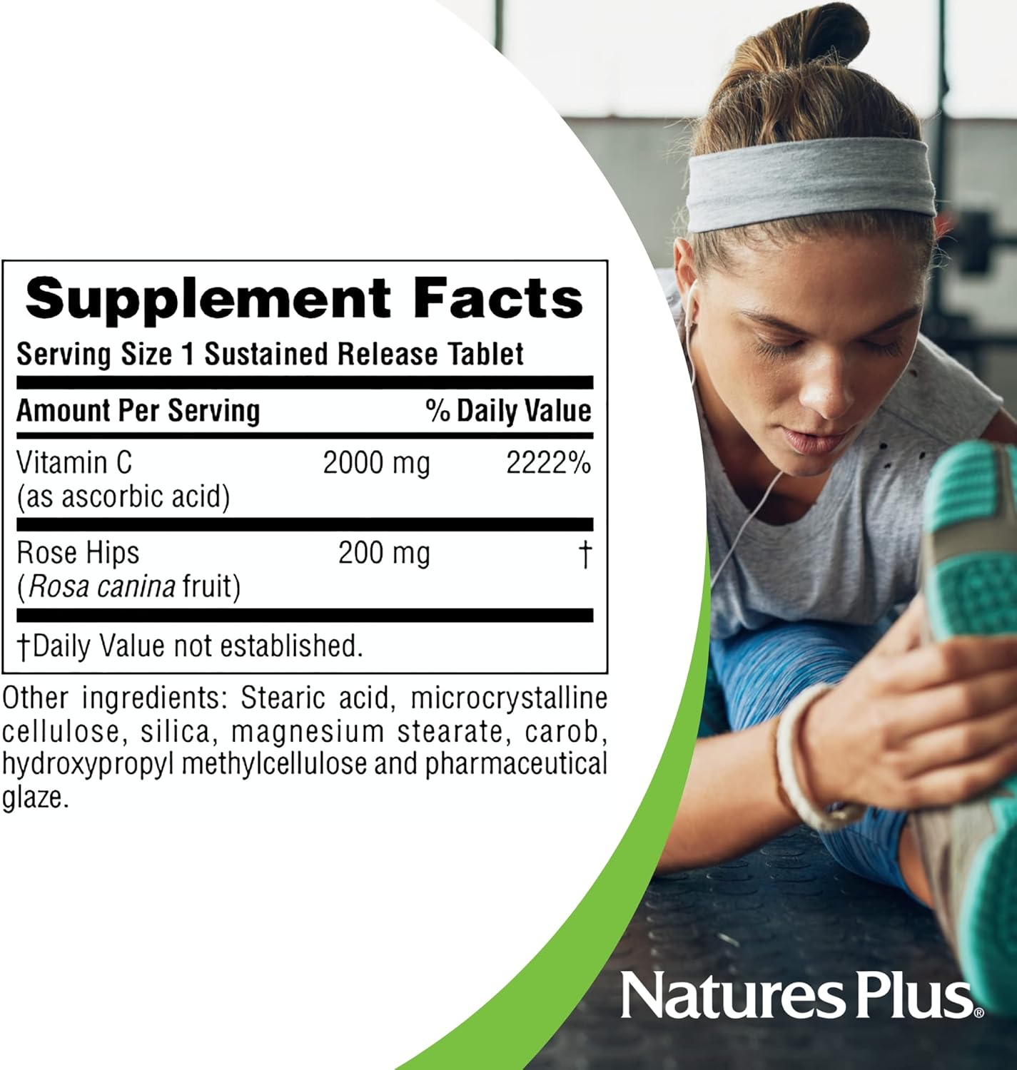 Natures Plus Ultra C with Rose HIPS 2000mg Tablets - Maximum Immune Support & Antioxidant - Sustained Release Formula - 90 Servings