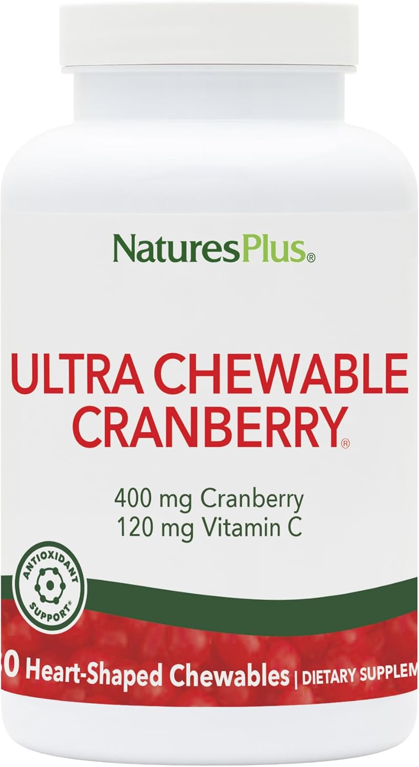 Natures Plus Ultra Chewable Cranberry Love Berries - 400 mg, 180 Veg Tablets - Natural Cranberry UT Health Supplement - Non-GMO, Gluten-Free - 90 Servings