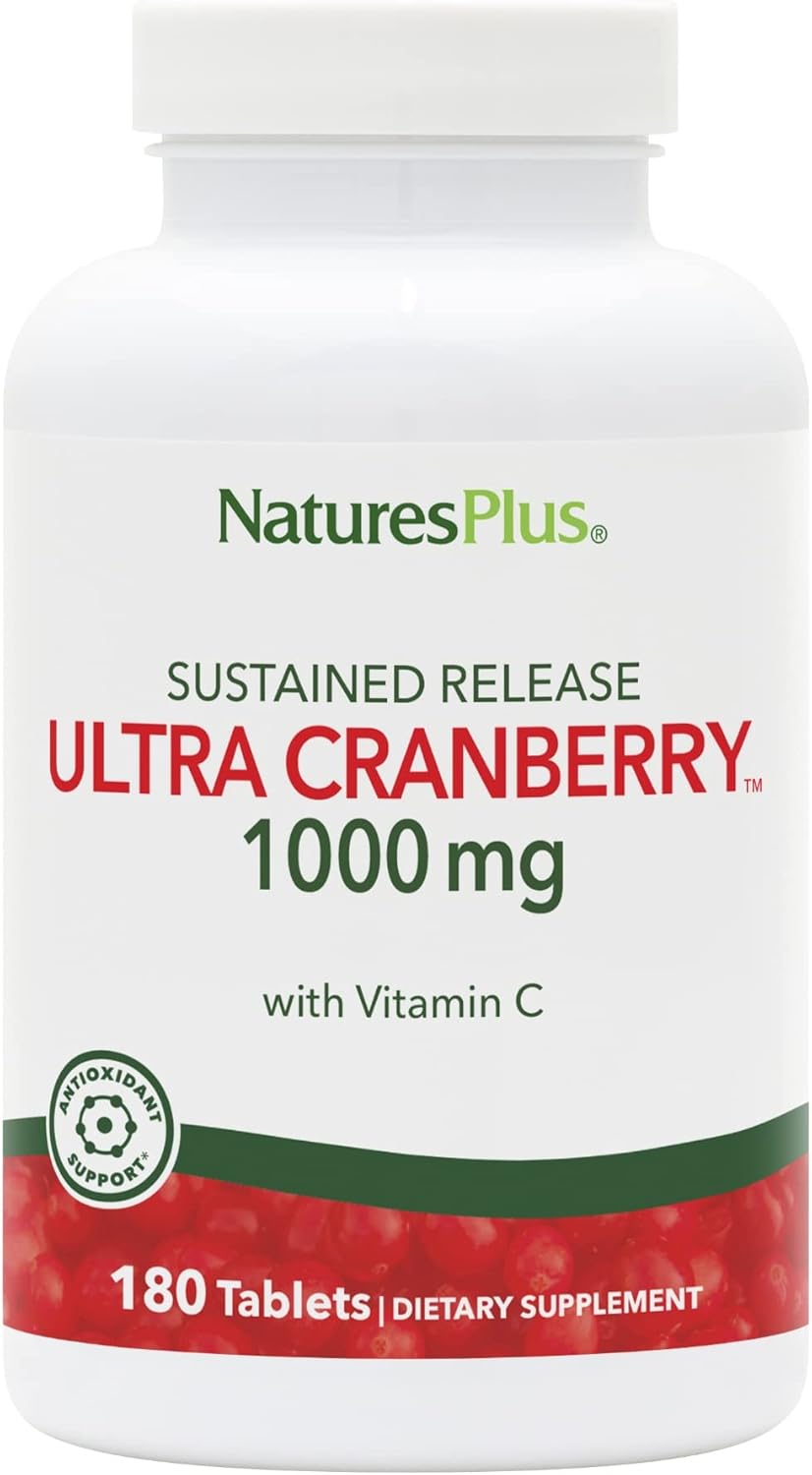 Natures Plus Ultra Cranberry 1000 - 1000mg Sustained Release Tablets - Supports Urinary Tract Health - 180 Vegetarian Tablets