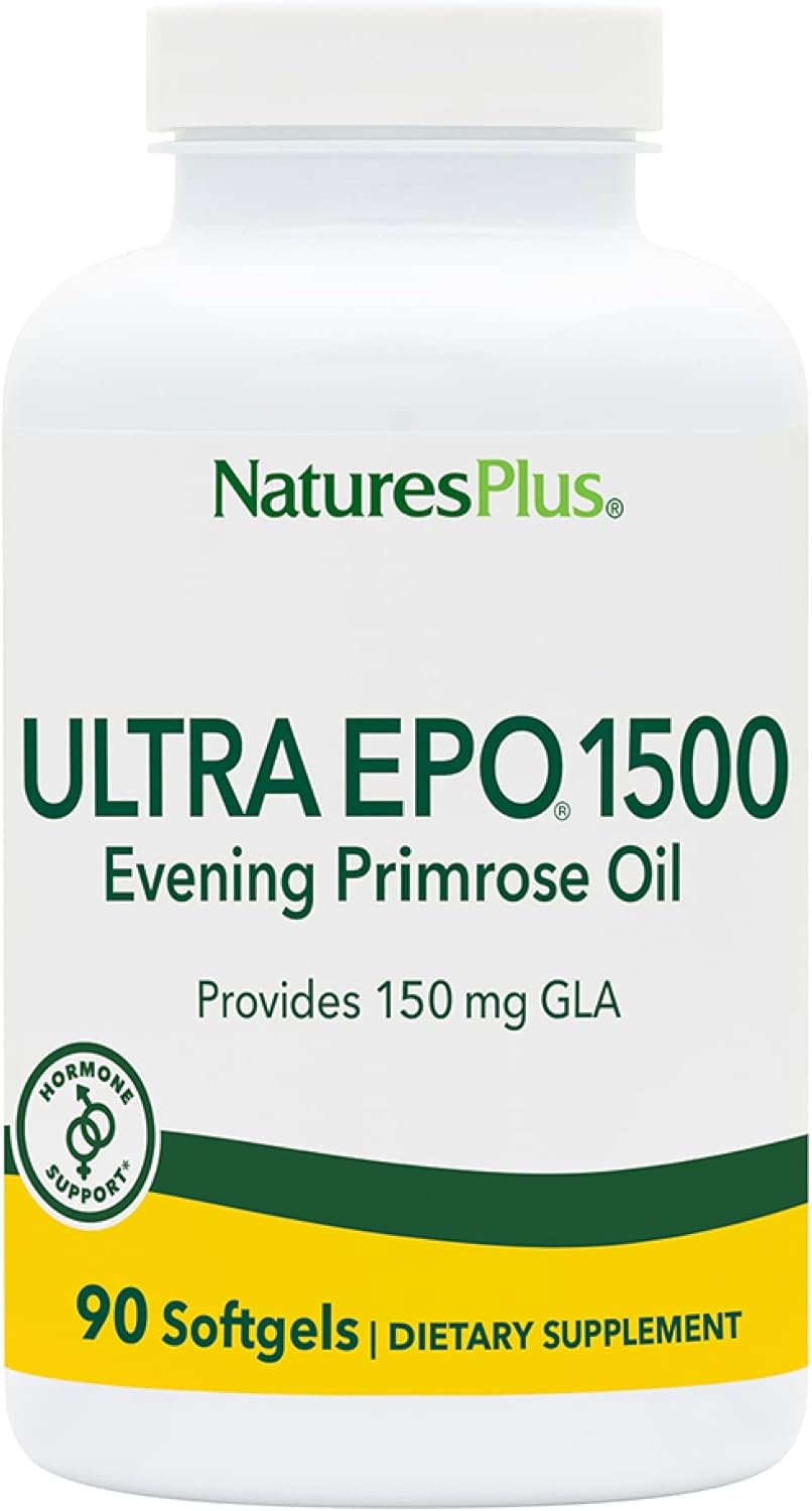 Natures Plus Ultra EPO 1500 mg Evening Primrose Oil Softgels - 90 Servings - Gluten-Free Formula