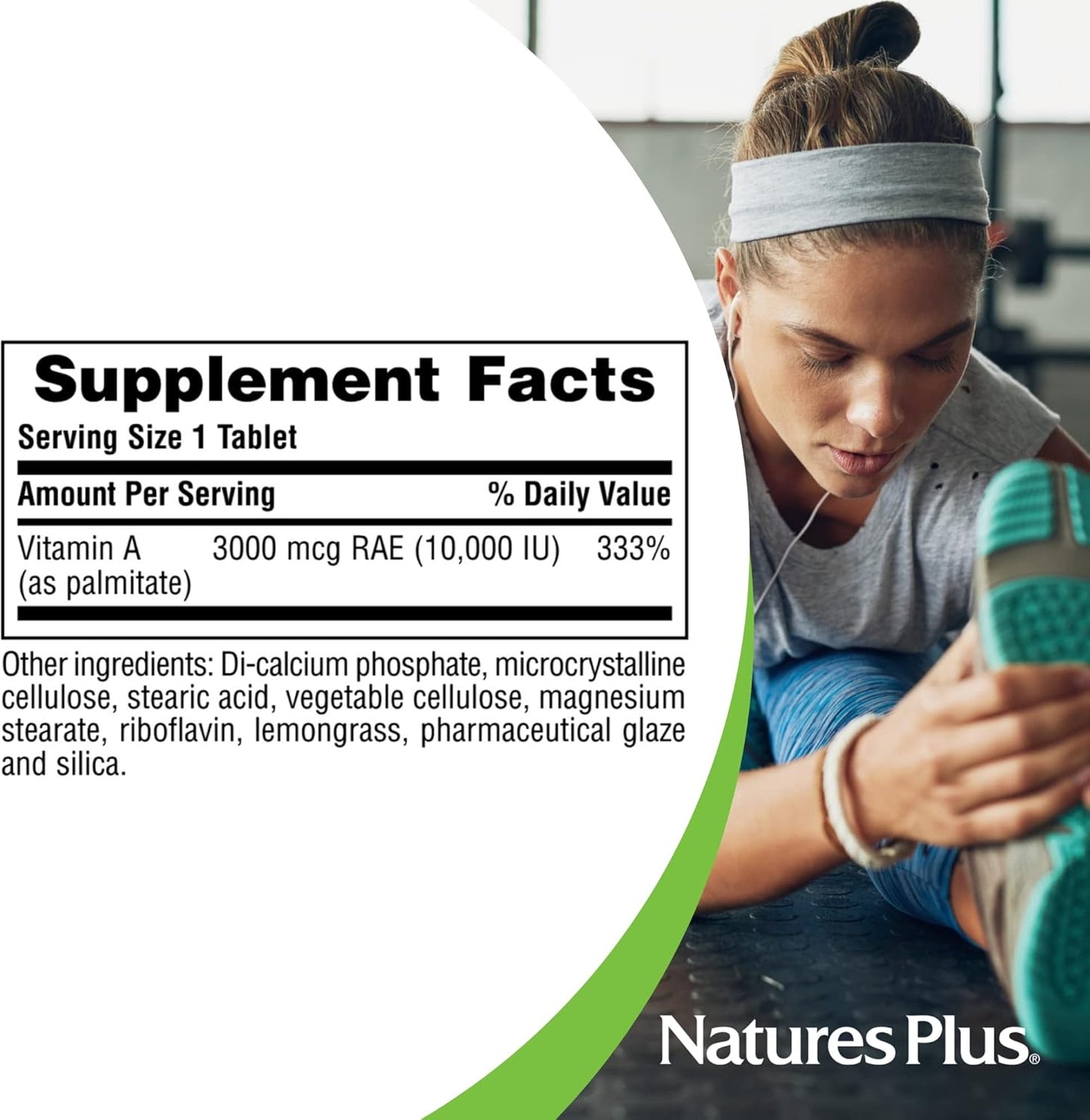 Natures Plus Vitamin A Palmitate 10,000 IU Tablets - Supports Skin, Eyes, Vision & Immune System - Water Soluble - 90 Vegetarian Tablets