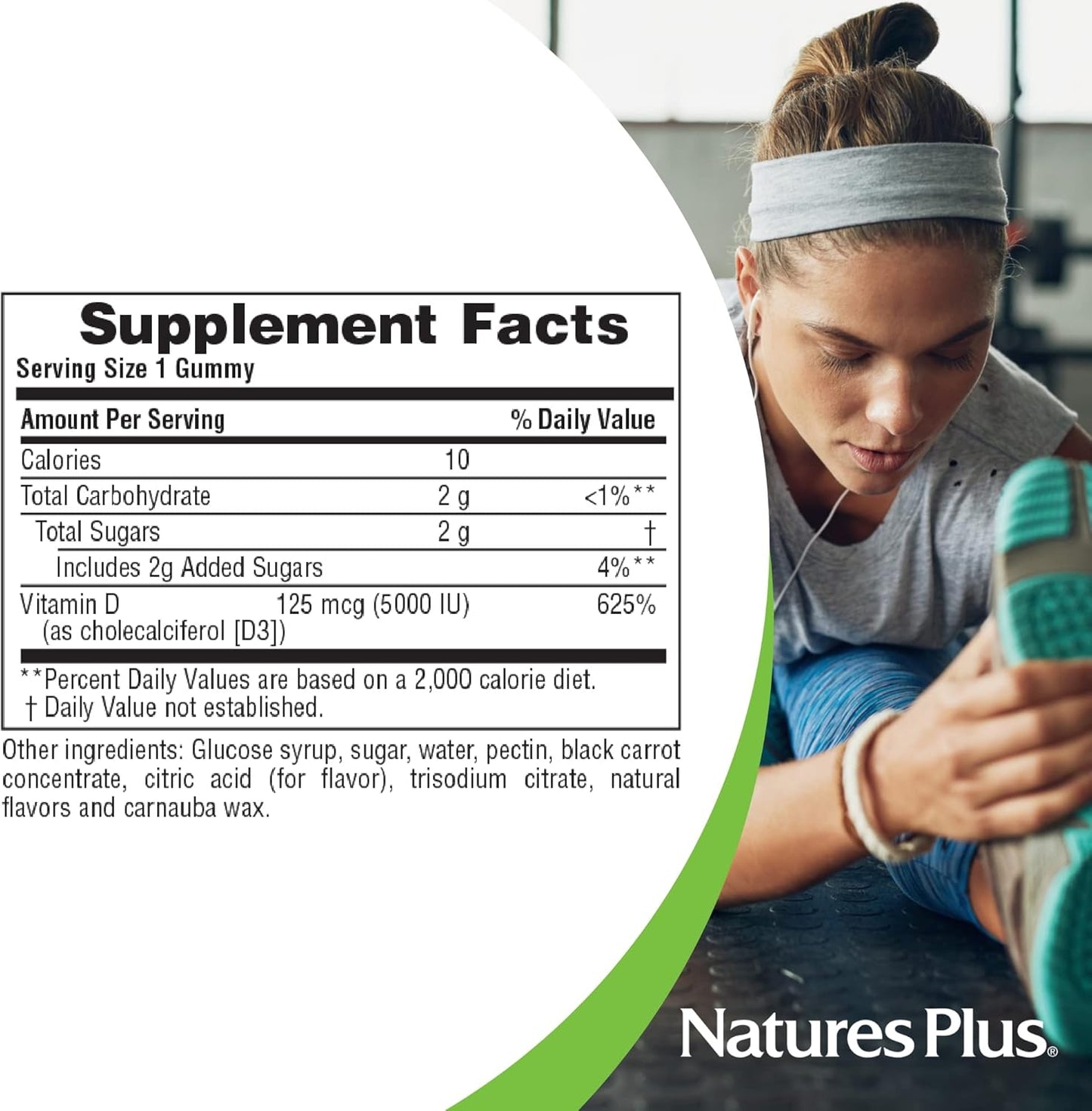 Natures Plus Vitamin D3 Gummies - 5000 IU, 60 Strawberry Gummies - Bone Health & Immune Support - Vegan, Gluten-Free, Non-GMO - 60 Servings